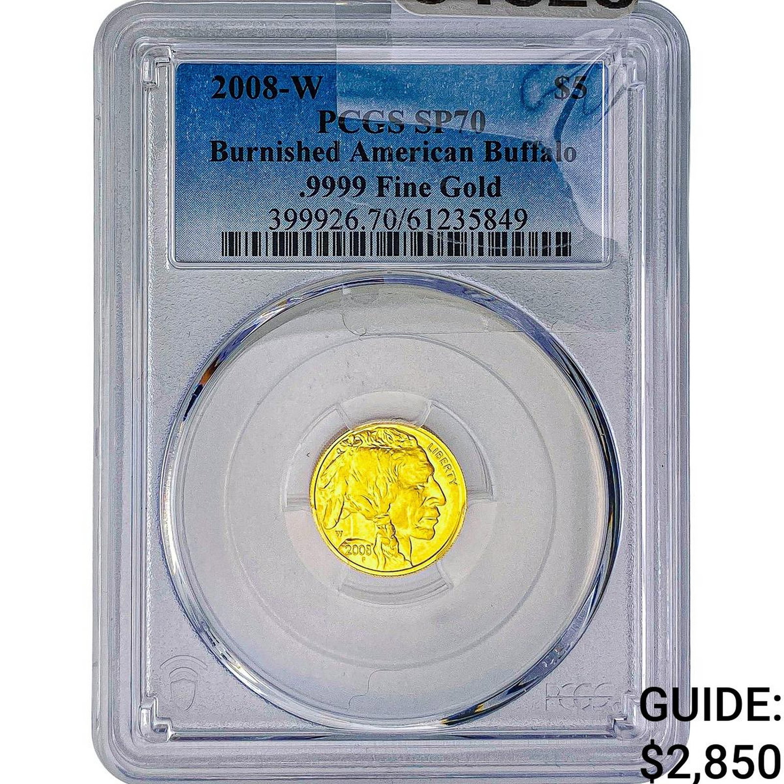 2008-W $5 Burnished American Buffalo 1/10oz PCGS SP70 (1 of 2)