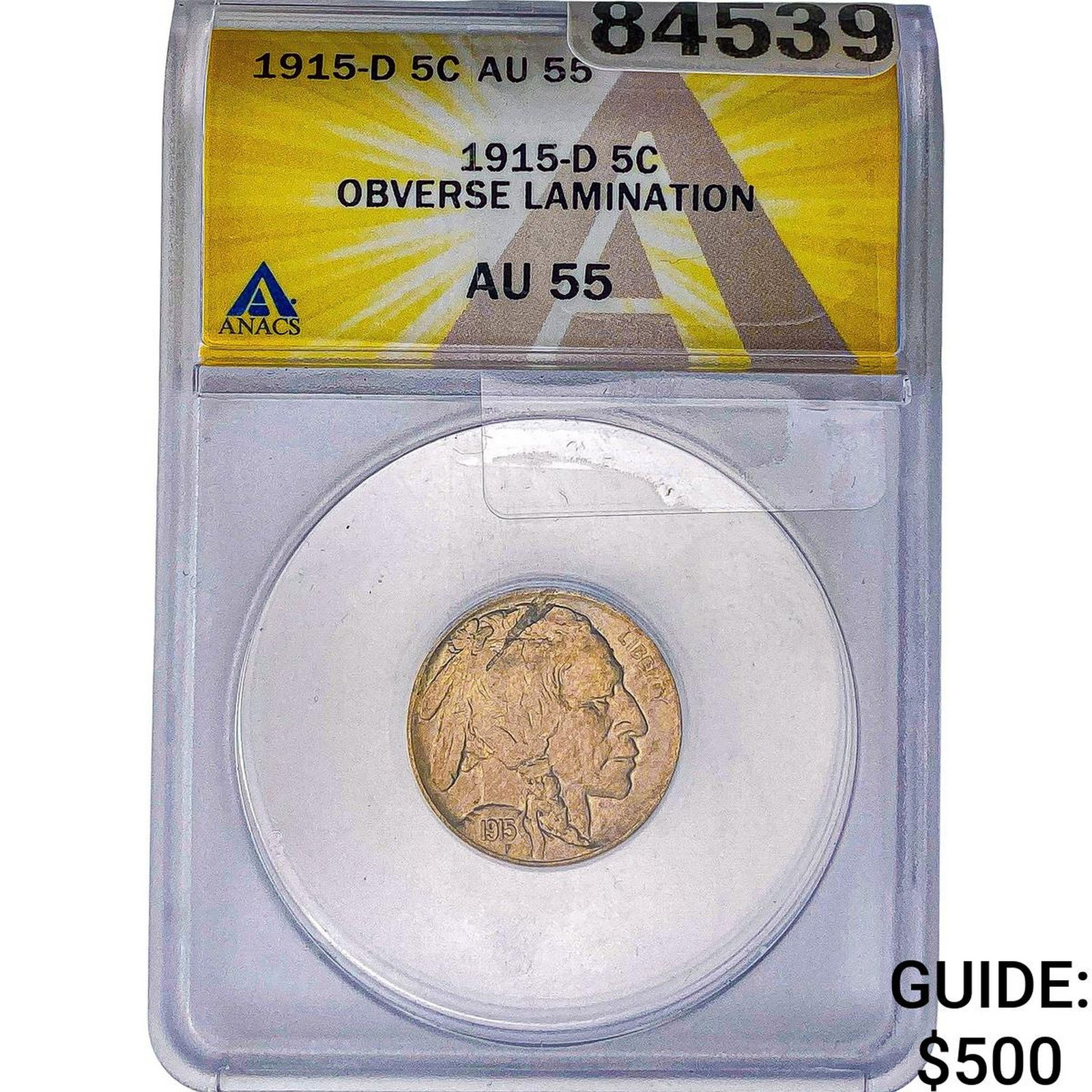 1915-D Buffalo Nickel ANACS AU55: 1915-D Buffalo Nickel ANACS AU55