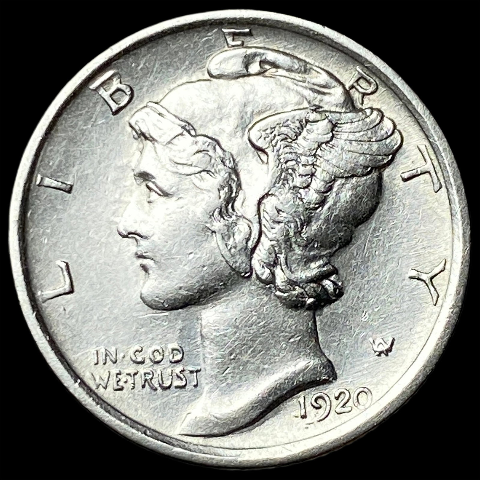 1920-S Silver Mercury Dime CLOSELY UNCIRCULATED: 1920-S Silver Mercury Dime CLOSELY UNCIRCULATED
