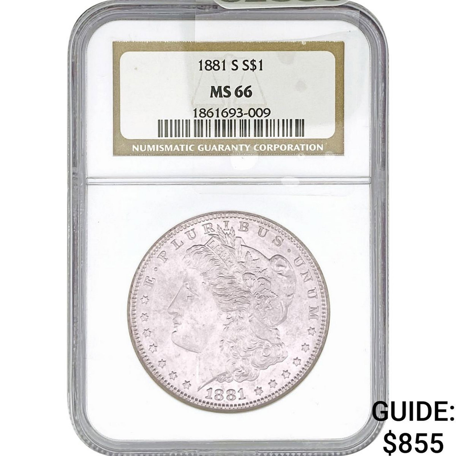 1881-S Morgan Silver Dollar NGC MS66: 1881-S Morgan Silver Dollar NGC MS66