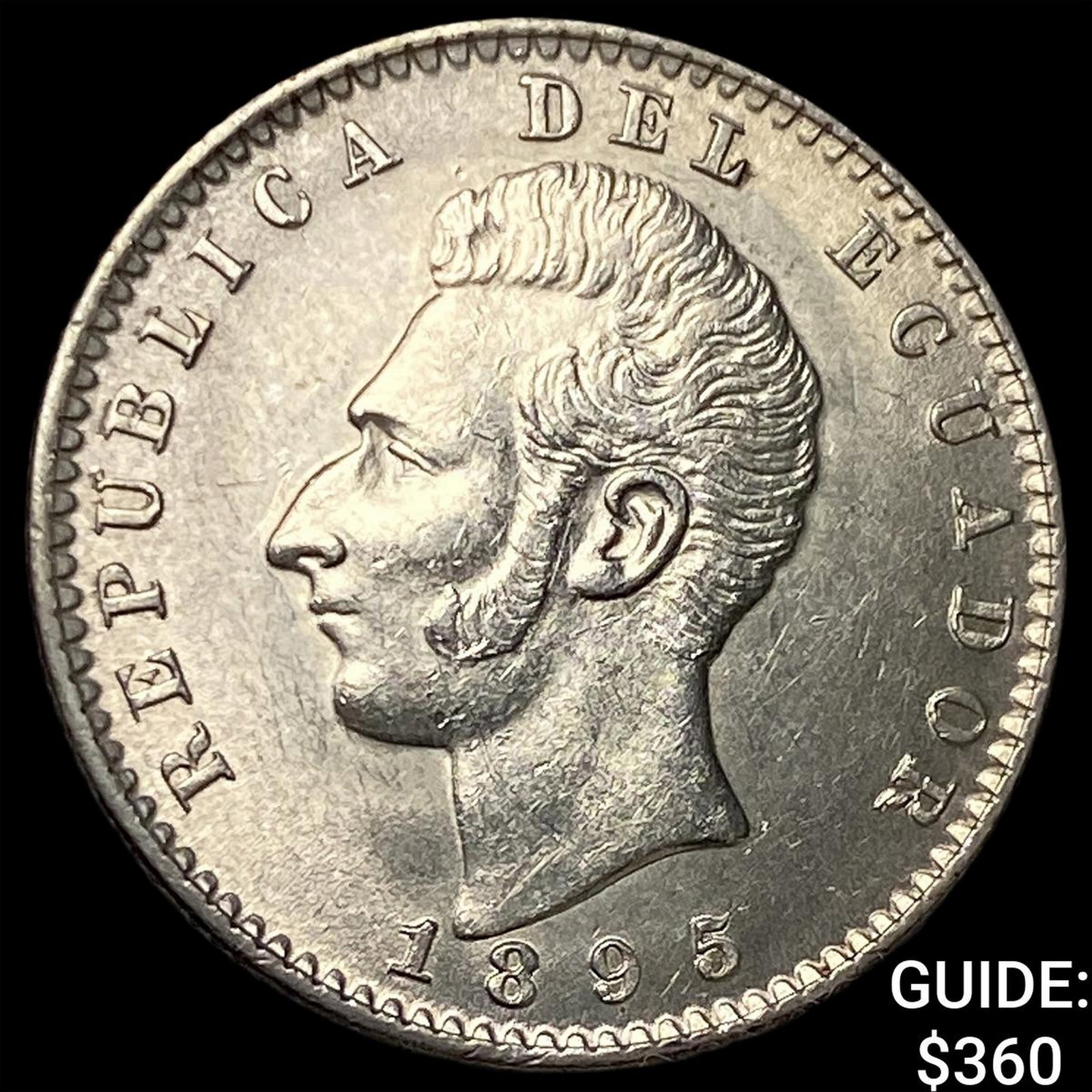 1895 Ecuador Silver 2 Decimos UNCIRCULATED: 1895 Ecuador Silver 2 Decimos UNCIRCULATED