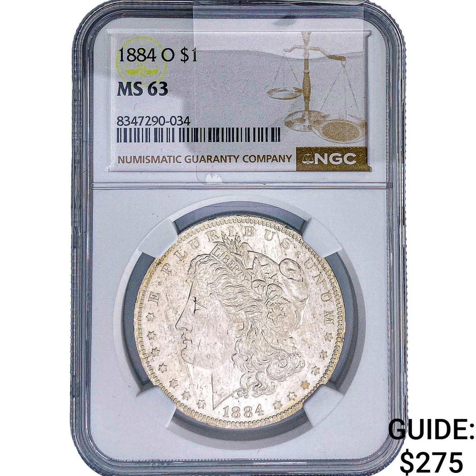 1884-O Morgan Silver Dollar NGC MS63: 1884-O Morgan Silver Dollar NGC MS63