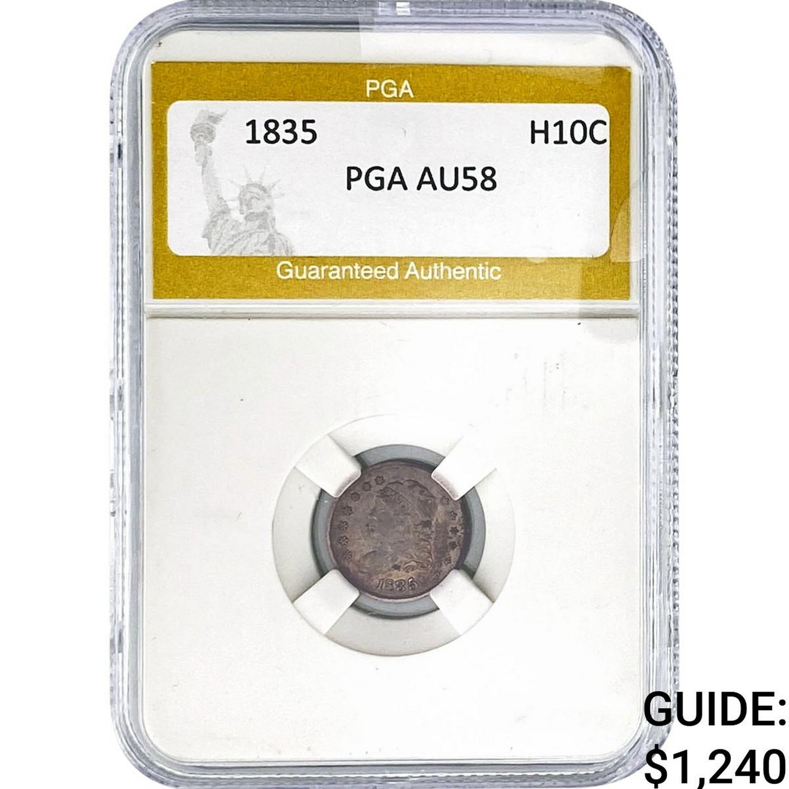 1835 Capped Bust Half Dime PGA AU58: 1835 Capped Bust Half Dime PGA AU58