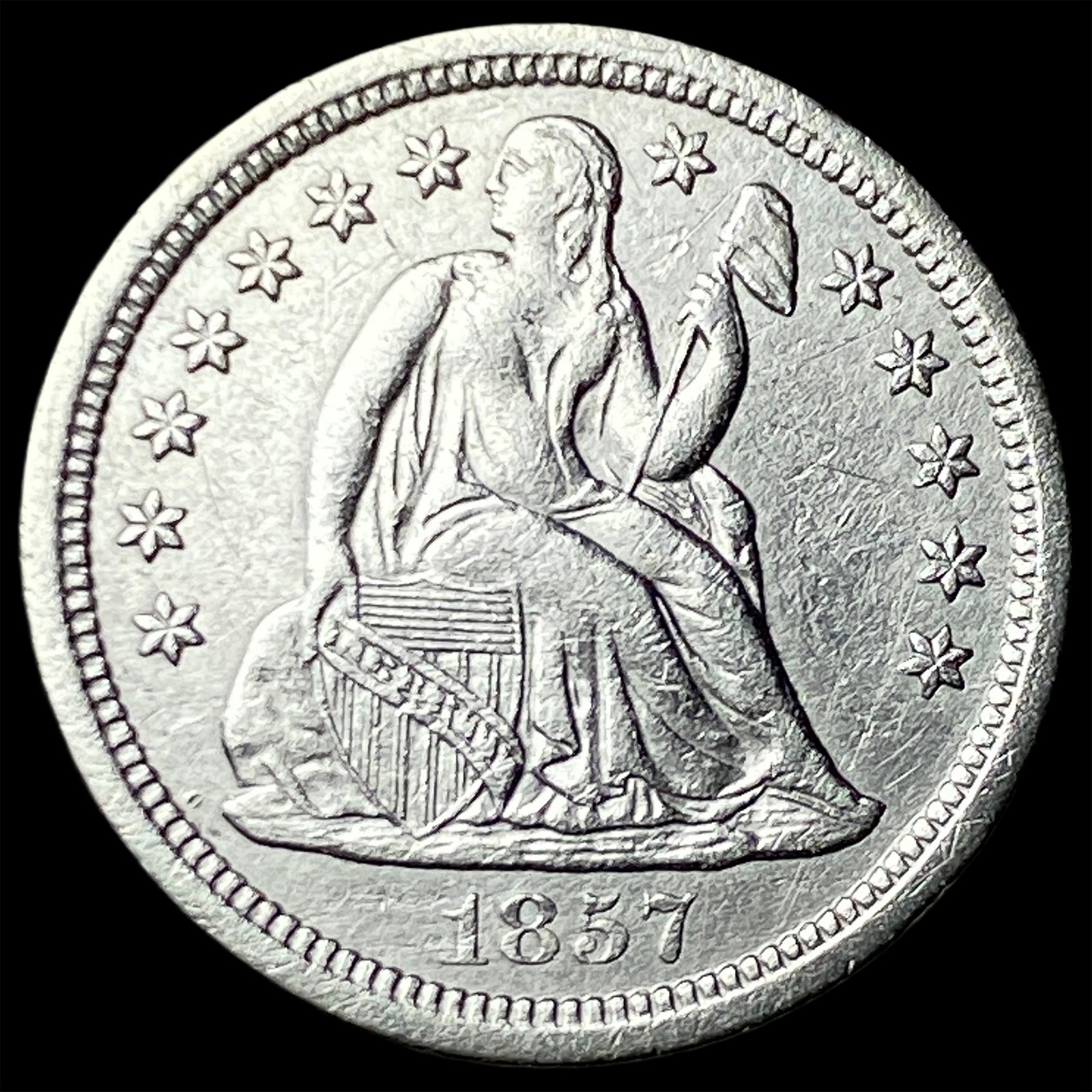 1857-O Silver Seated Liberty Dime CHOICE AU: 1857-O Silver Seated Liberty Dime CHOICE AU