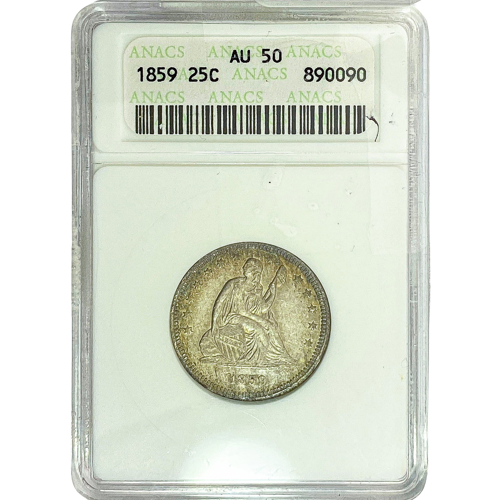 1859 Seated Liberty Quarter ANACS AU50 (1 of 2)