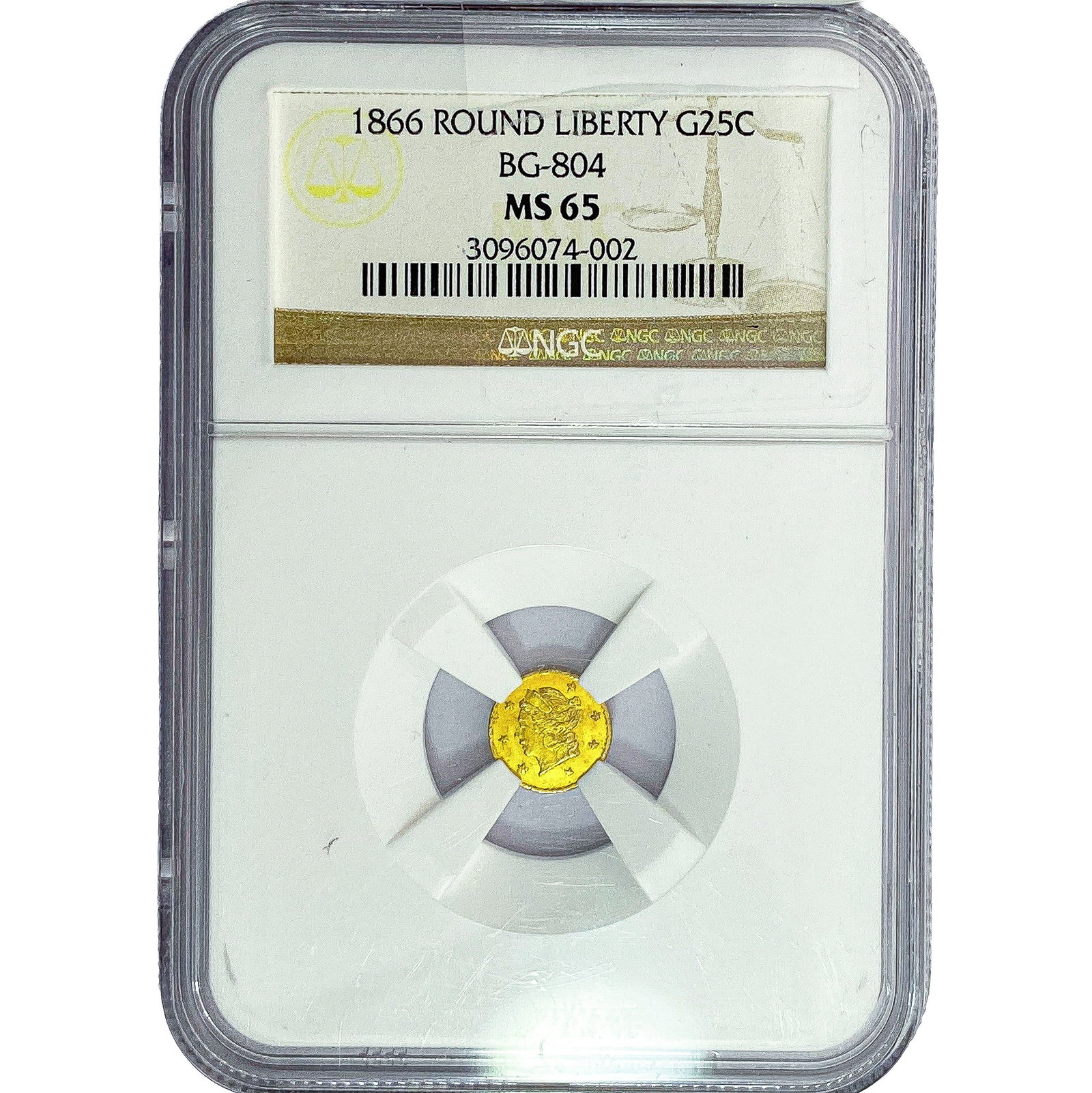 1886 25C Gold Round Liberty NGC MS65 BG-804 (1 of 2)