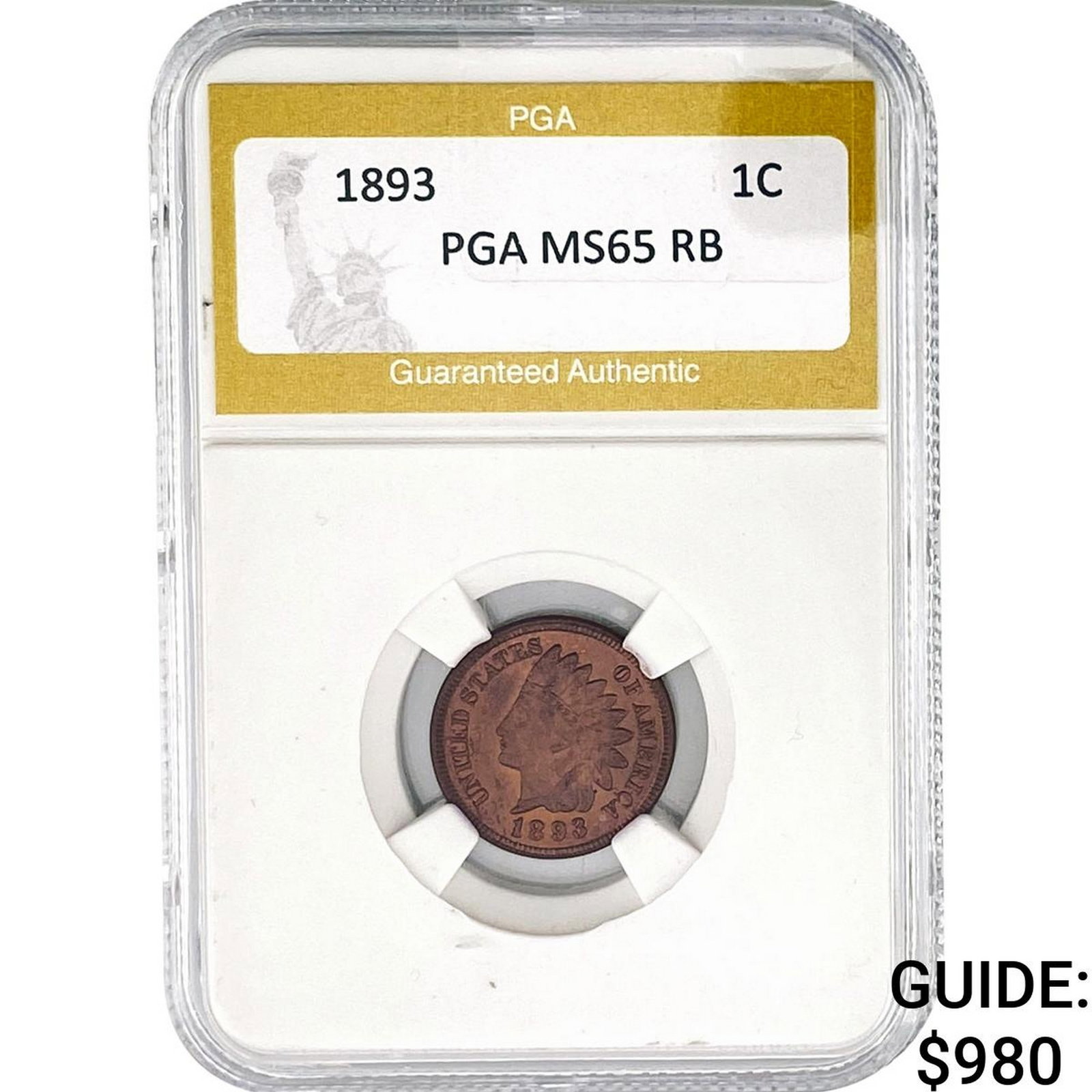 1893 Indian Head Cent PGA MS65 RB (1 of 2)