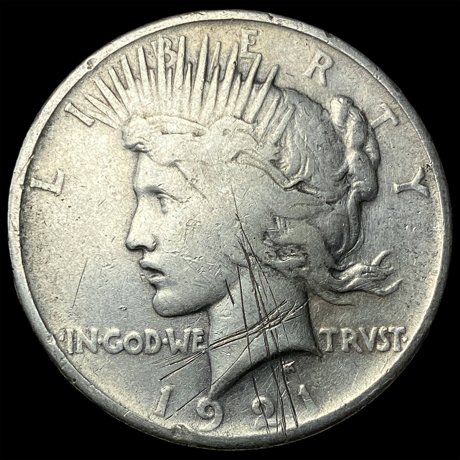 1921 Silver Peace Dollar NICELY CIRCULATED (1 of 2)