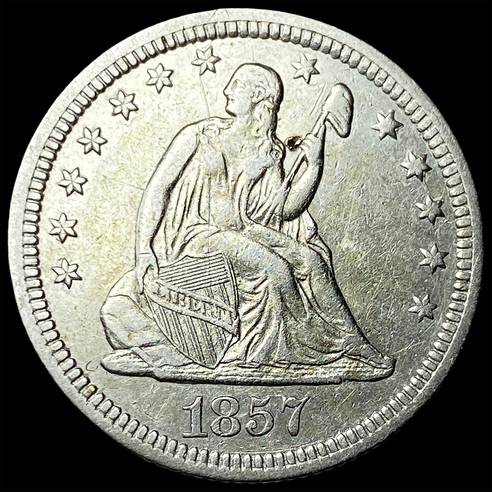 1857 Seated Liberty Quarter NEARLY UNCIRCULATED (1 of 2)