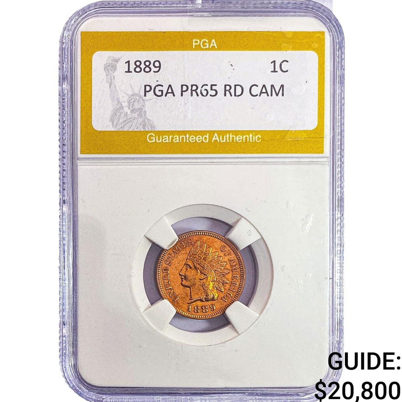 1889 Indian Head Cent PGA PR65 RD CAM: 1889 Indian Head Cent PGA PR65 RD CAM