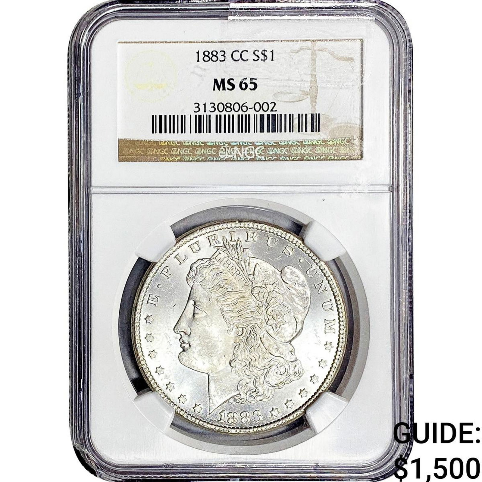 1883-CC Morgan Silver Dollar NGC MS65: 1883-CC Morgan Silver Dollar NGC MS65
