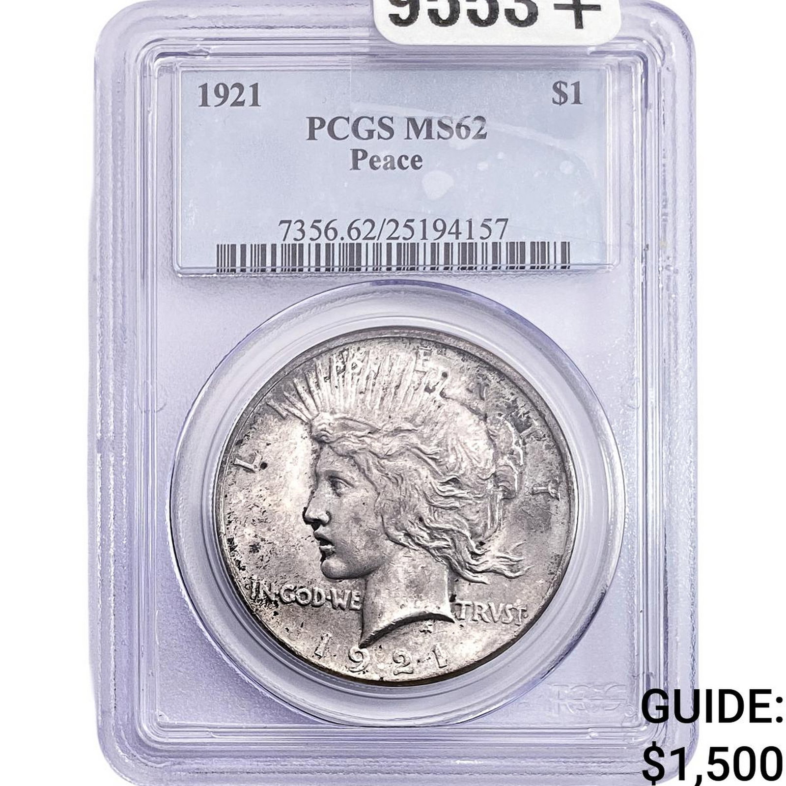 1921 Silver Peace Dollar PCGS MS62: 1921 Silver Peace Dollar PCGS MS62