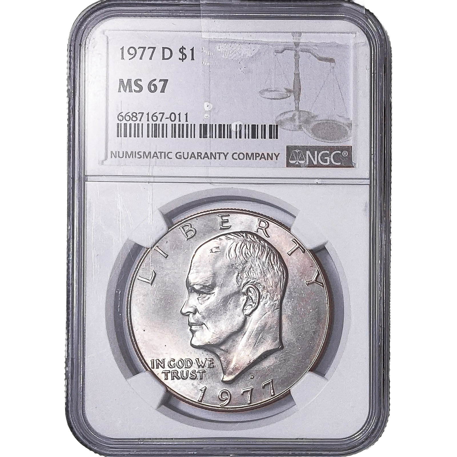 1977-D Eisenhower Dollar NGC MS67: 1977-D Eisenhower Dollar NGC MS67