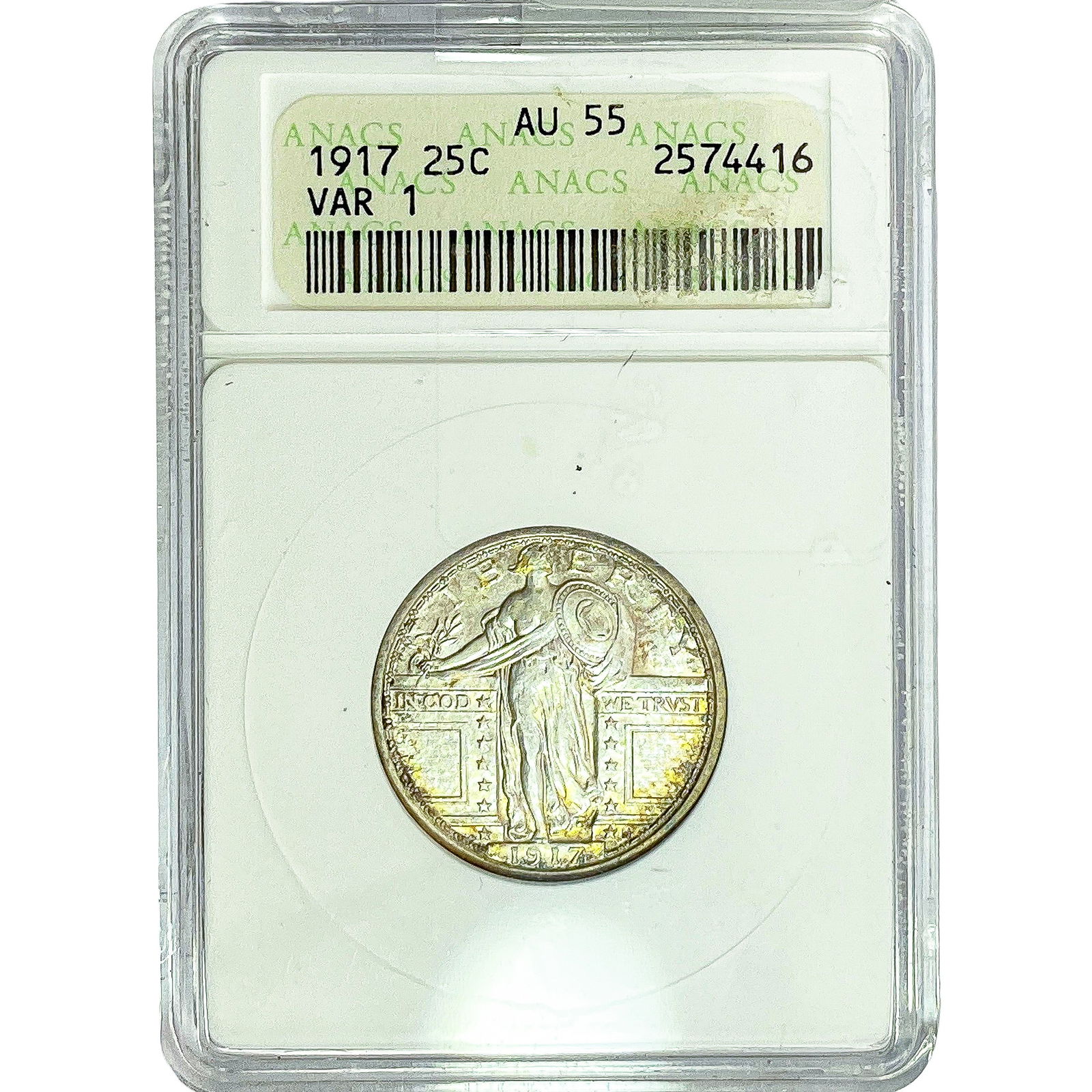 1917 Standing Liberty Quarter ANACS AU55: 1917 Standing Liberty Quarter ANACS AU55