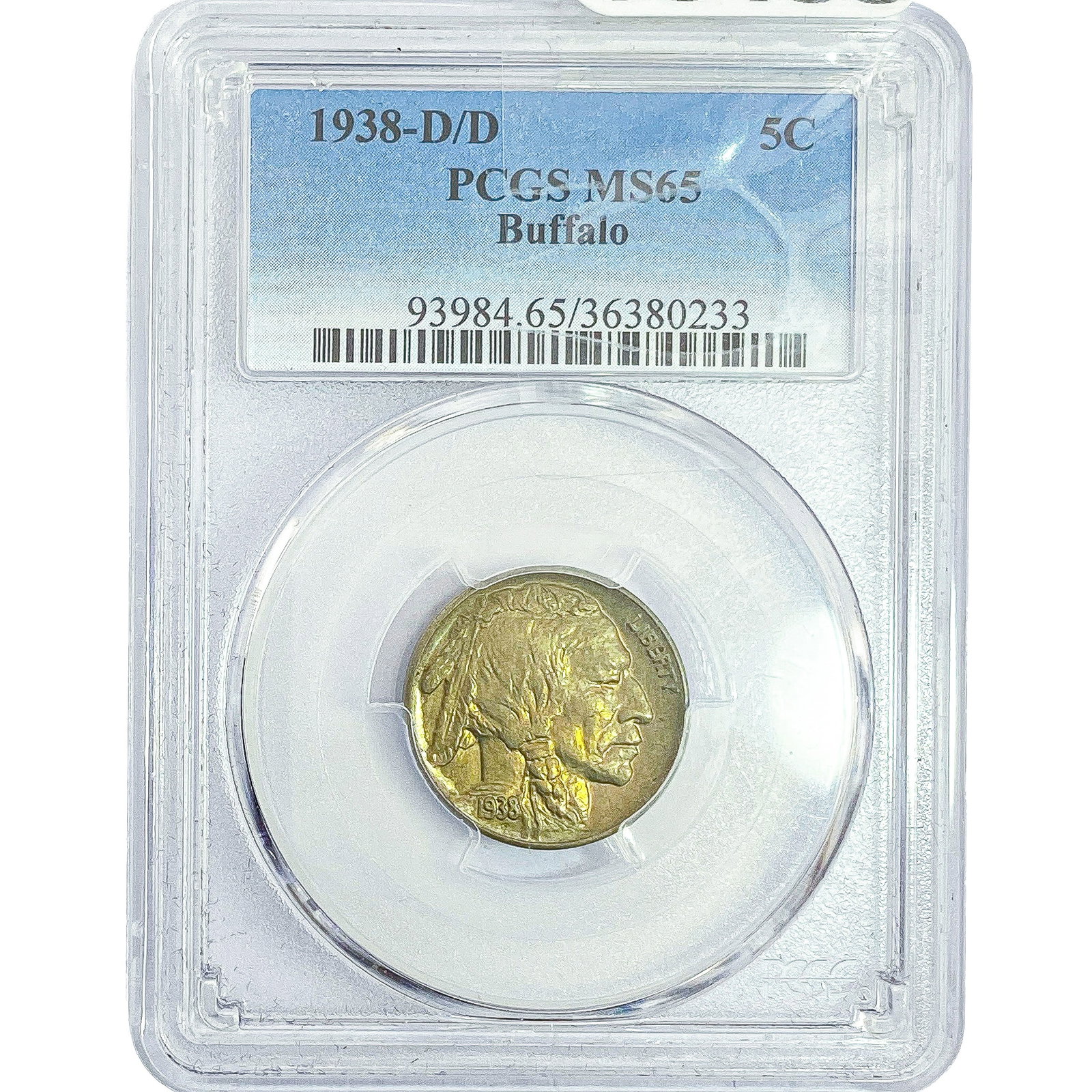 1938-D/D Buffalo Nickel PCGS MS65: 1938-D/D Buffalo Nickel PCGS MS65