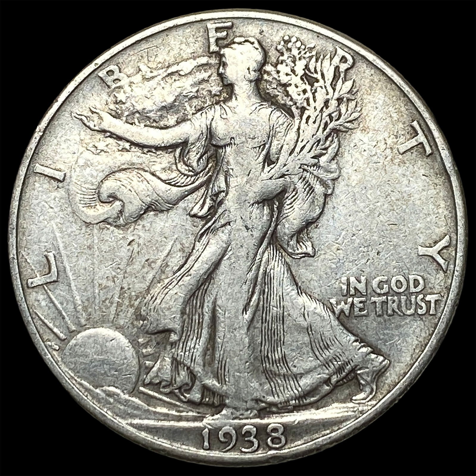 1938-D Silver Walking Liberty Half Dollar NEARLY UNCIRCULATED: 1938-D Silver Walking Liberty Half Dollar NEARLY UNCIRCULATED