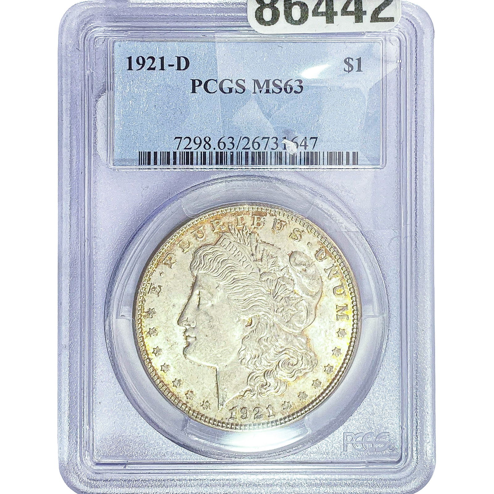 1921-D Morgan Silver Dollar PCGS MS63: 1921-D Morgan Silver Dollar PCGS MS63