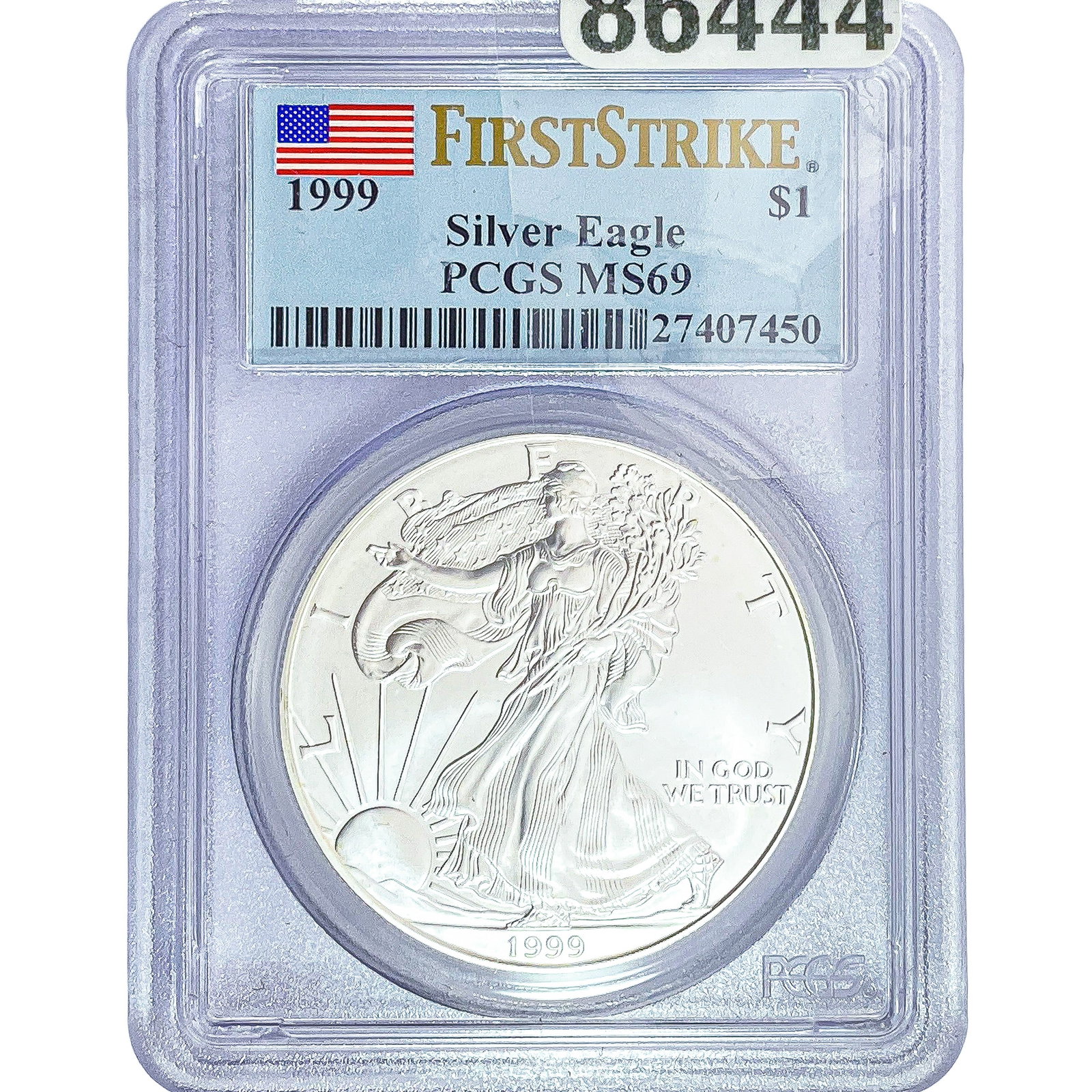 1999 Silver Eagle PCGS MS69: 1999 Silver Eagle PCGS MS69