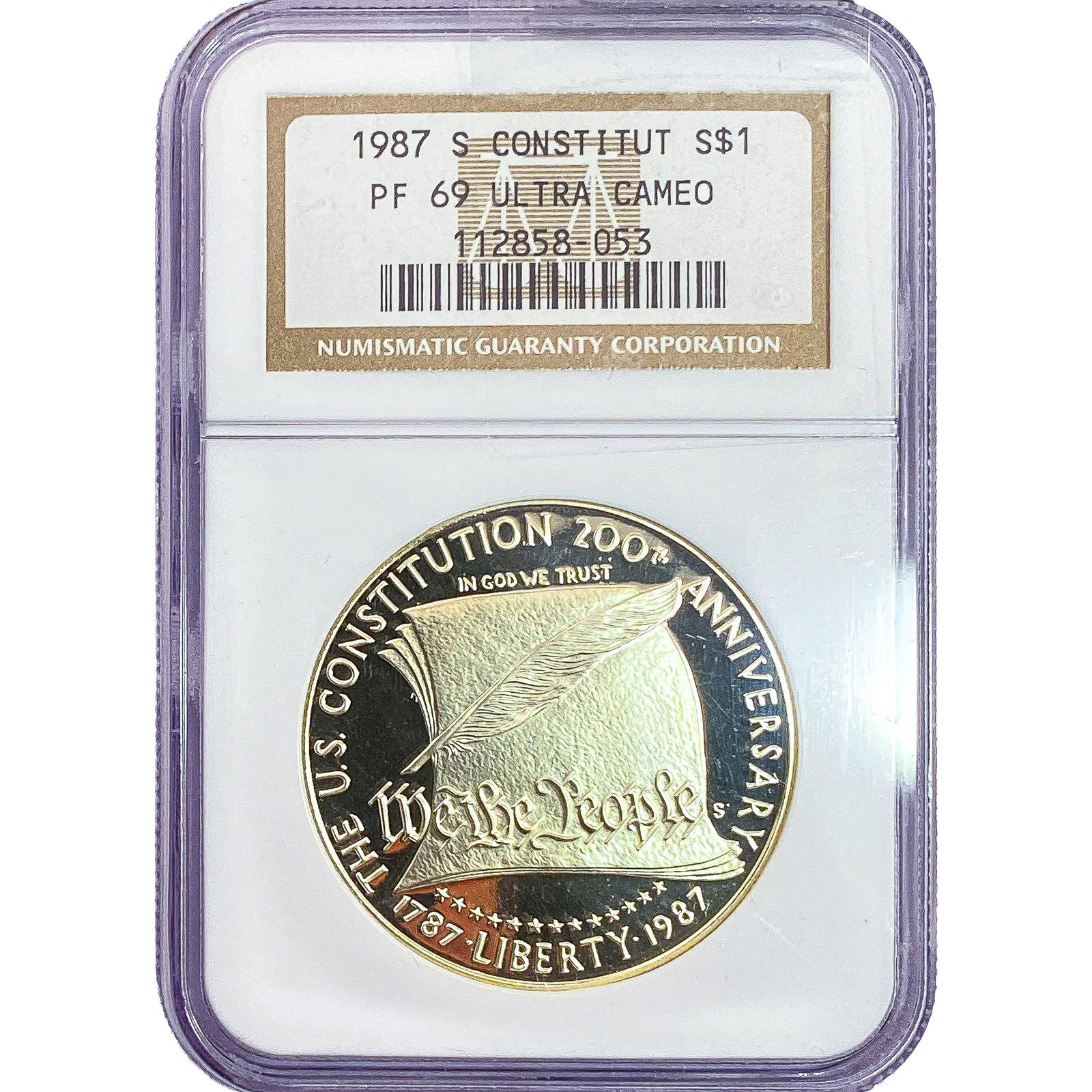 1987-S $1 Sliver Constitut NGC PF69 Ultra Cameo: 1987-S $1 Sliver Constitut NGC PF69 Ultra Cameo