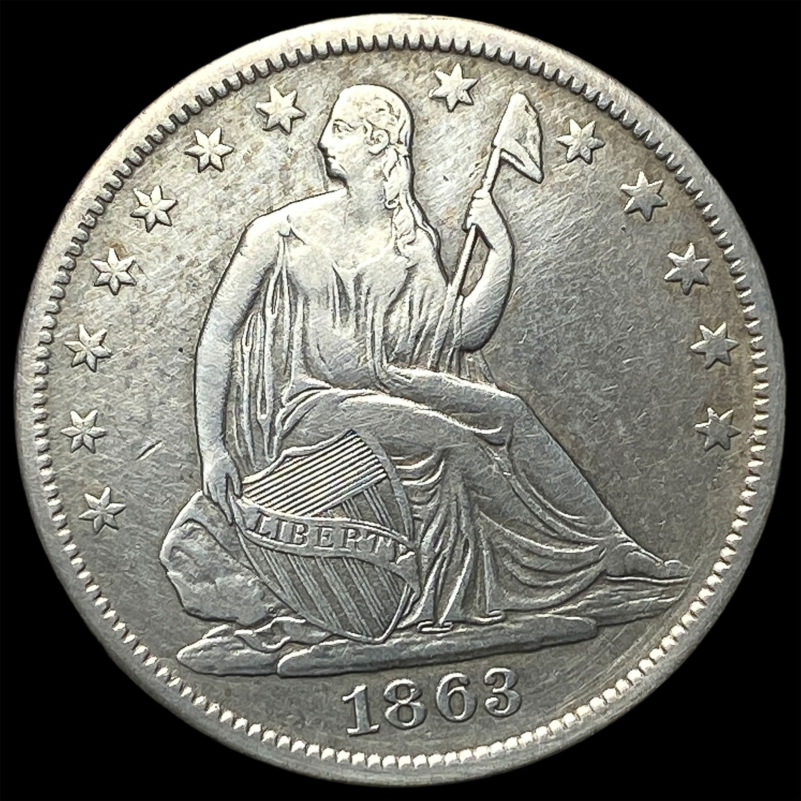 1863-S Silver Half Dollar NEARLY UNCIRCULATED: 1863-S Silver Half Dollar NEARLY UNCIRCULATED