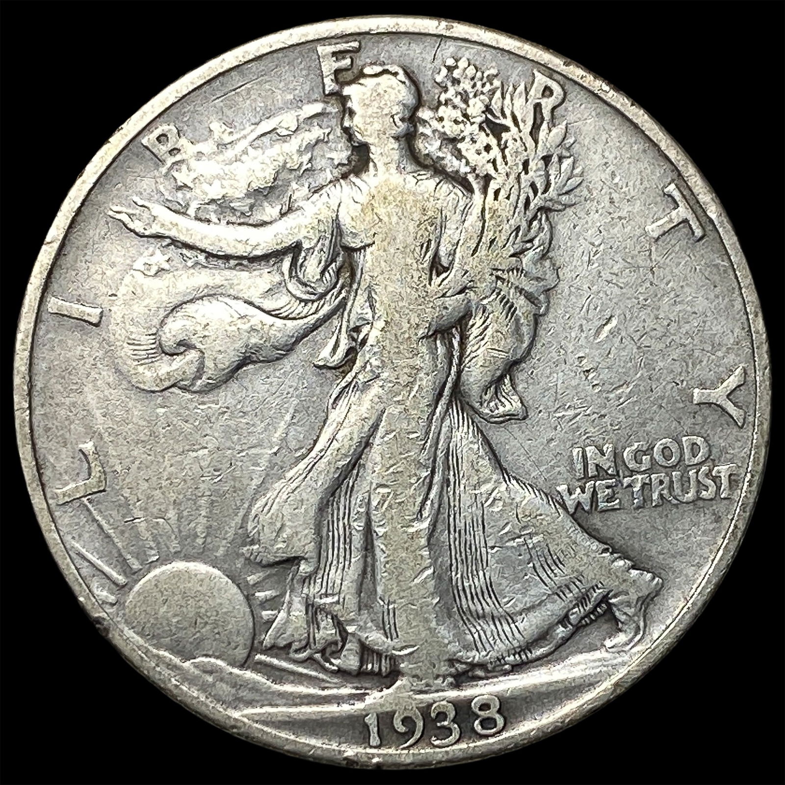 1938-D Silver Walking Liberty Half Dollar NEARLY UNCIRCULATED: 1938-D Silver Walking Liberty Half Dollar NEARLY UNCIRCULATED