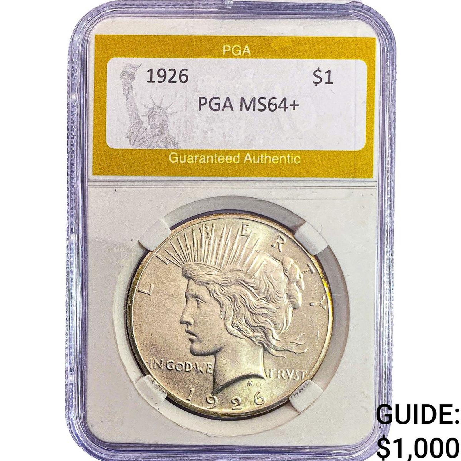 1926 Silver Peace Dollar PGA MS64+: 1926 Silver Peace Dollar PGA MS64+
