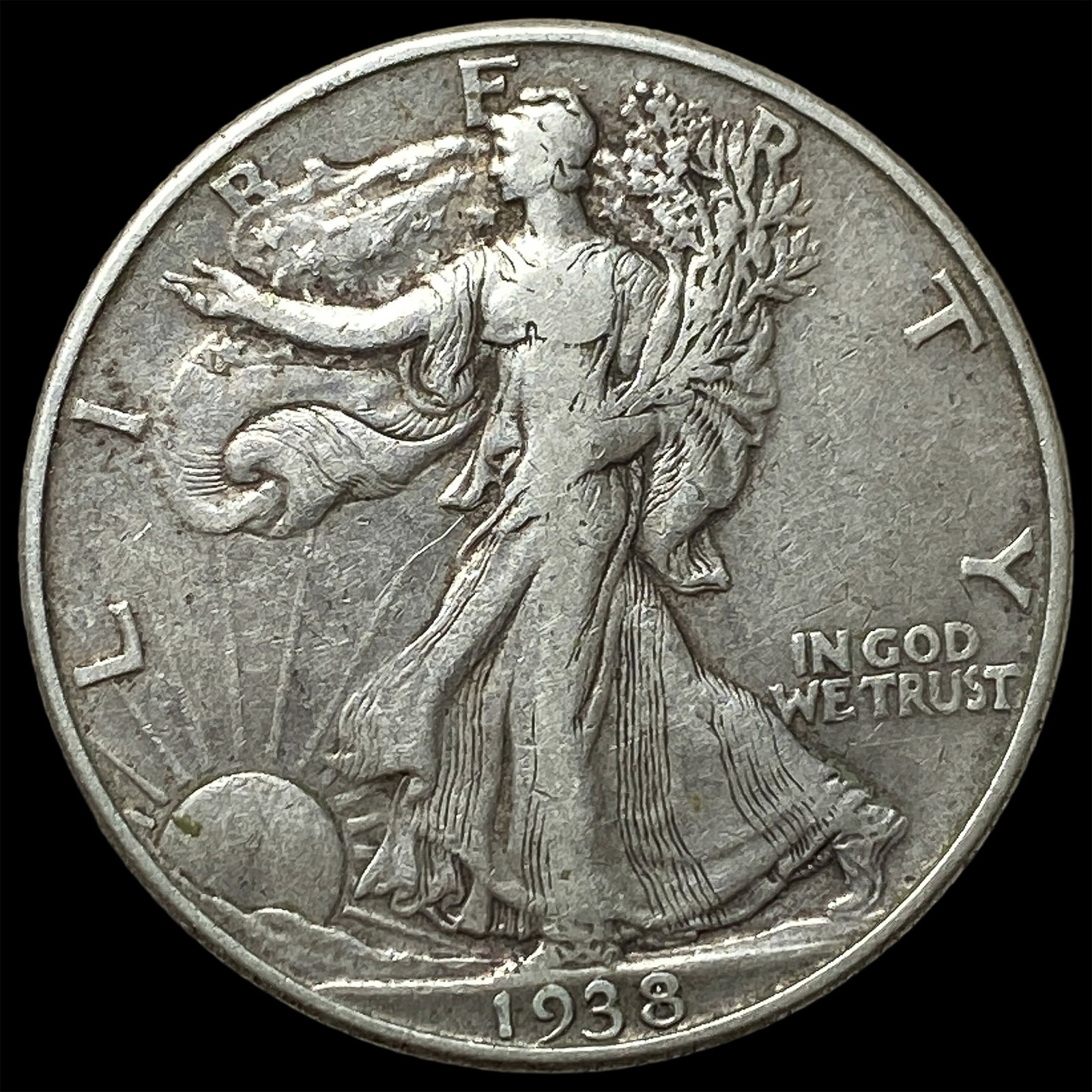 1938-D Silver Walking Liberty Half Dollar NEARLY UNCIRCULATED: 1938-D Silver Walking Liberty Half Dollar NEARLY UNCIRCULATED