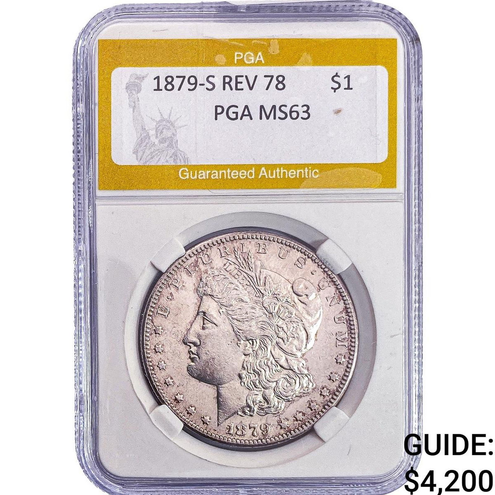 1879-S REV 78 Morgan Silver Dollar PGA MS63: 1879-S REV 78 Morgan Silver Dollar PGA MS63