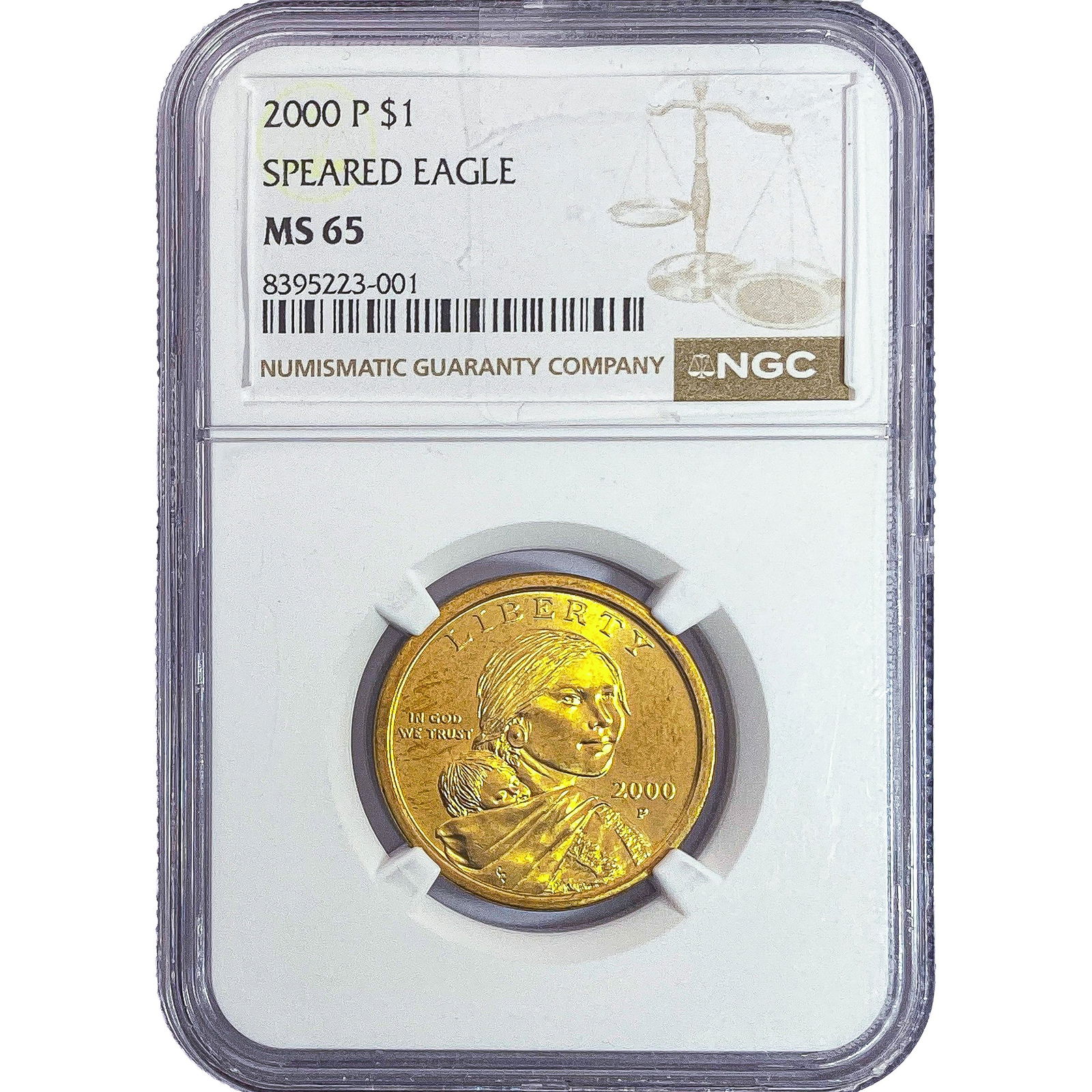 2000 $1 Speared Eagle NGC MS65: 2000 $1 Speared Eagle NGC MS65
