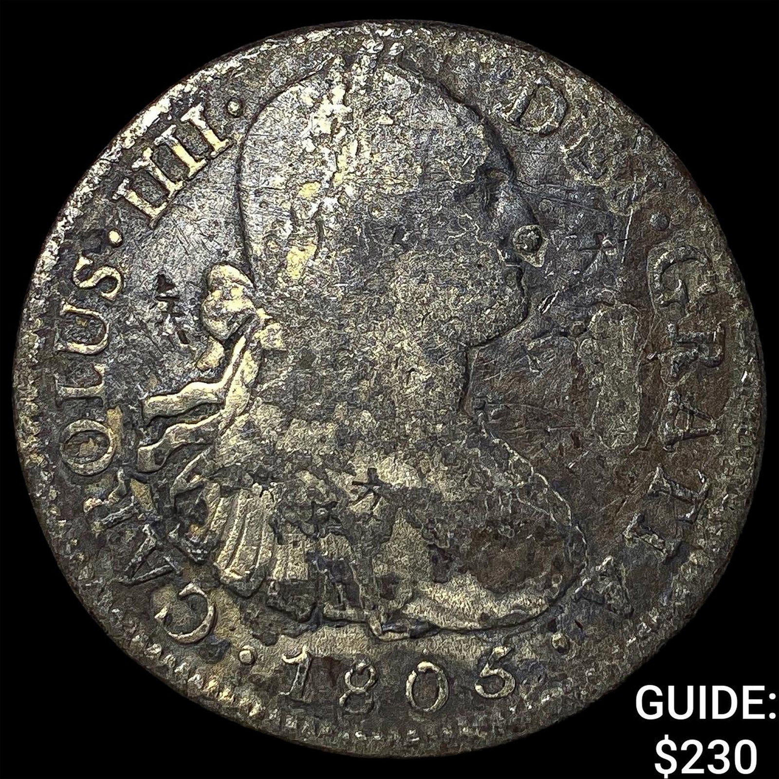 Colonial Spain Silver 8 Reales Punchmarked NEARLY UNCIRCULATED: Colonial Spain Silver 8 Reales Punchmarked NEARLY UNCIRCULATED