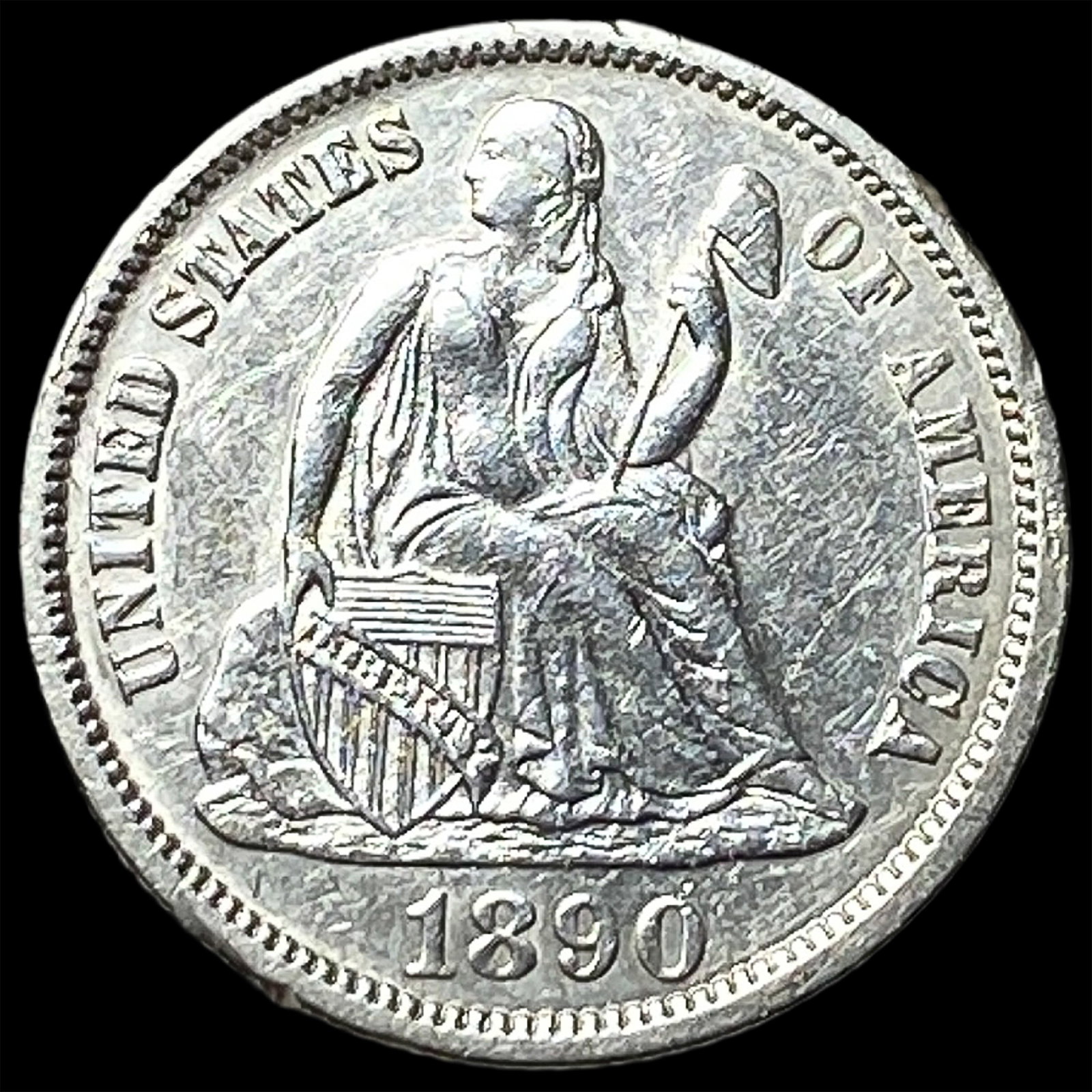 1890 Silver Dime CLOSELY UNCIRCULATED: 1890 Silver Dime CLOSELY UNCIRCULATED