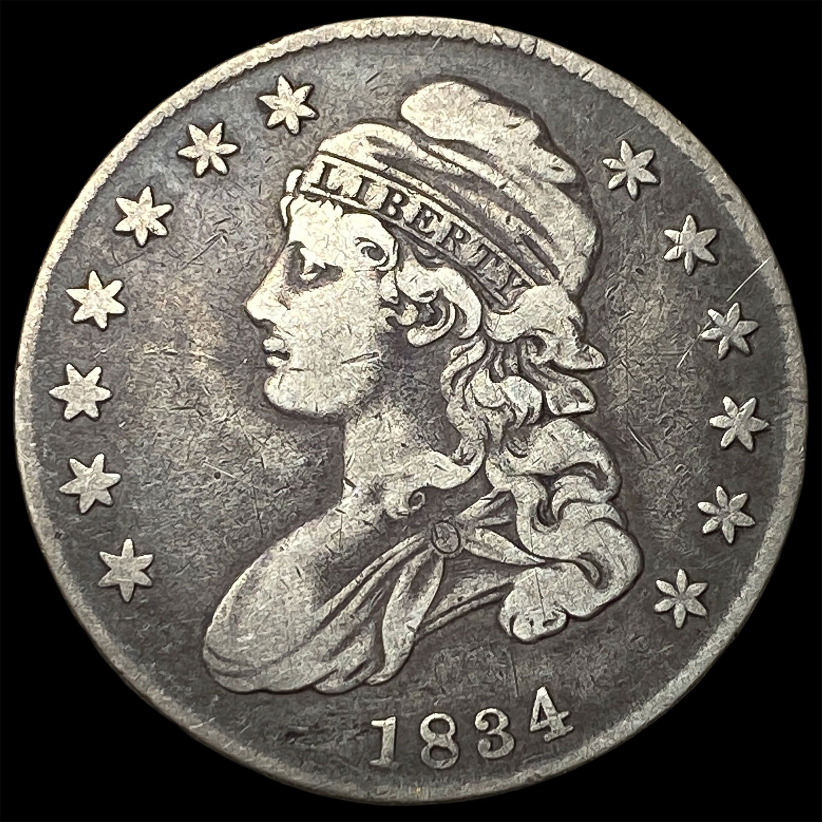1834 Capped Bust Half Dollar LIGHTLY CIRCULATED: 1834 Capped Bust Half Dollar LIGHTLY CIRCULATED