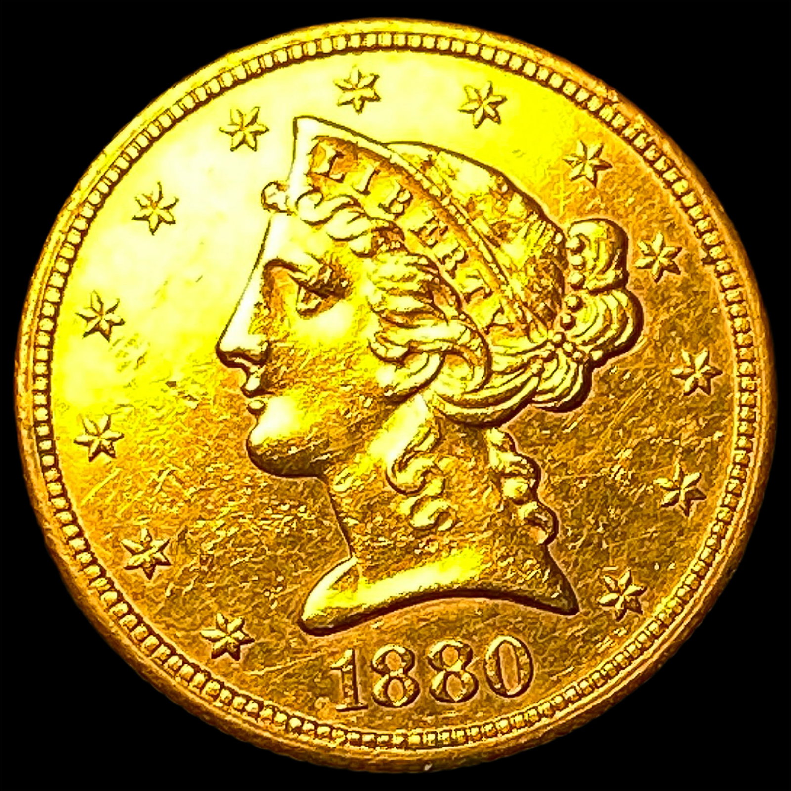 1880-S Gold $5 Half Eagle UNCIRCULATED: 1880-S Gold $5 Half Eagle UNCIRCULATED
