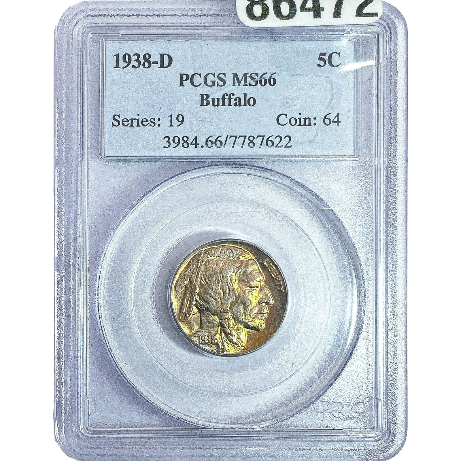 1938-D Buffalo Nickel PCGS MS66: 1938-D Buffalo Nickel PCGS MS66