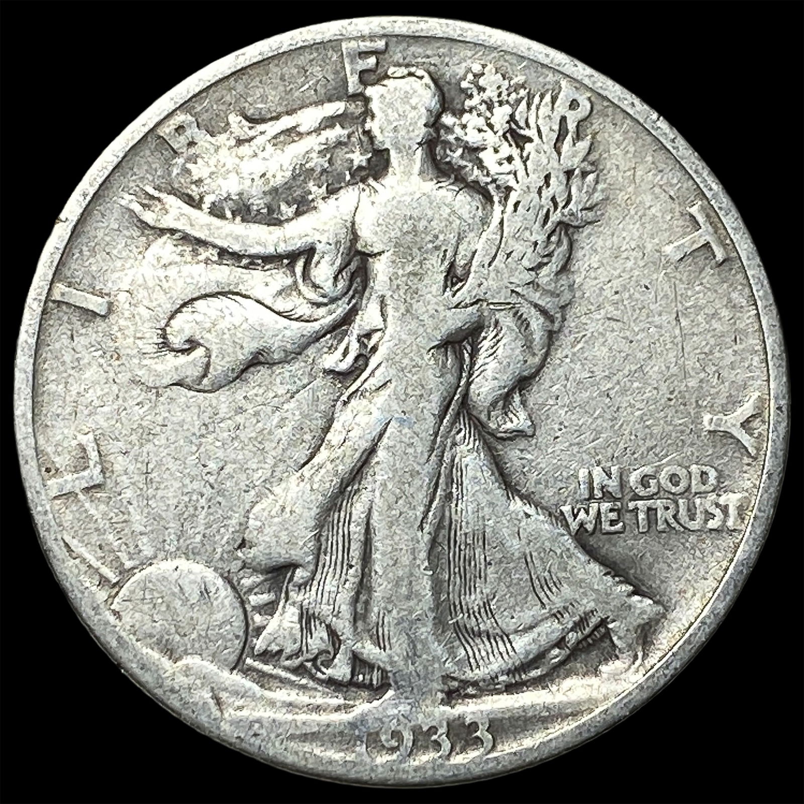 1933-S Silver Walking Liberty Half Dollar LIGHTLY CIRCULATED (1 of 2)