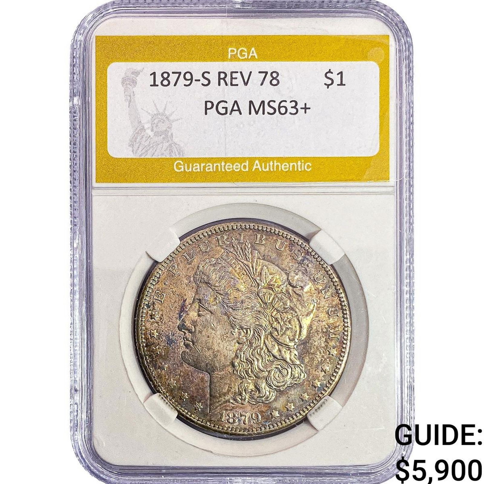 1879-S REV 78 Morgan Silver Dollar PGA MS63+: 1879-S REV 78 Morgan Silver Dollar PGA MS63+