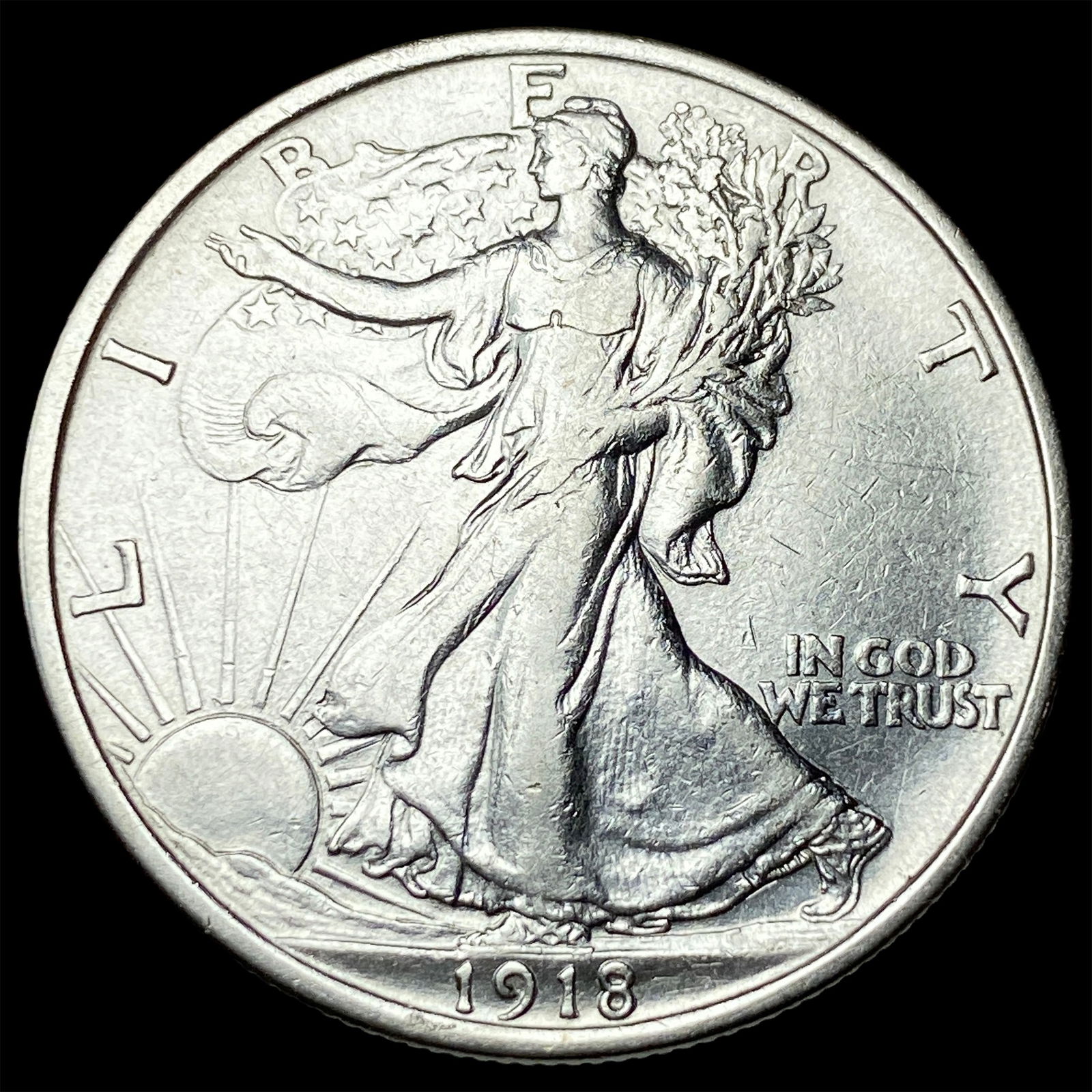 1918 Walking Liberty Half Dollar CLOSELY UNCIRCULATED: 1918 Walking Liberty Half Dollar CLOSELY UNCIRCULATED