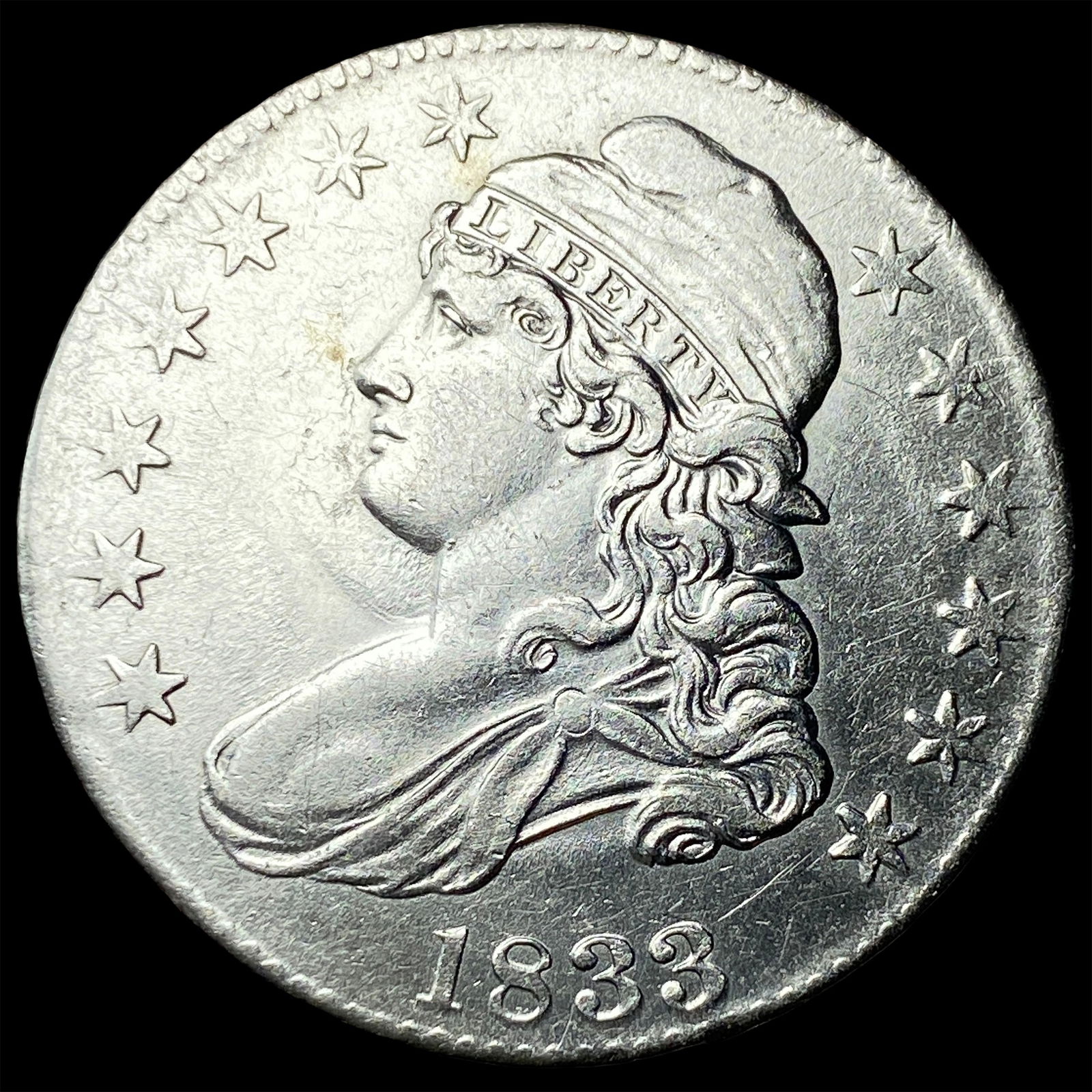 1833 Capped Bust Half Dollar CLOSELY UNCIRCULATED: 1833 Capped Bust Half Dollar CLOSELY UNCIRCULATED