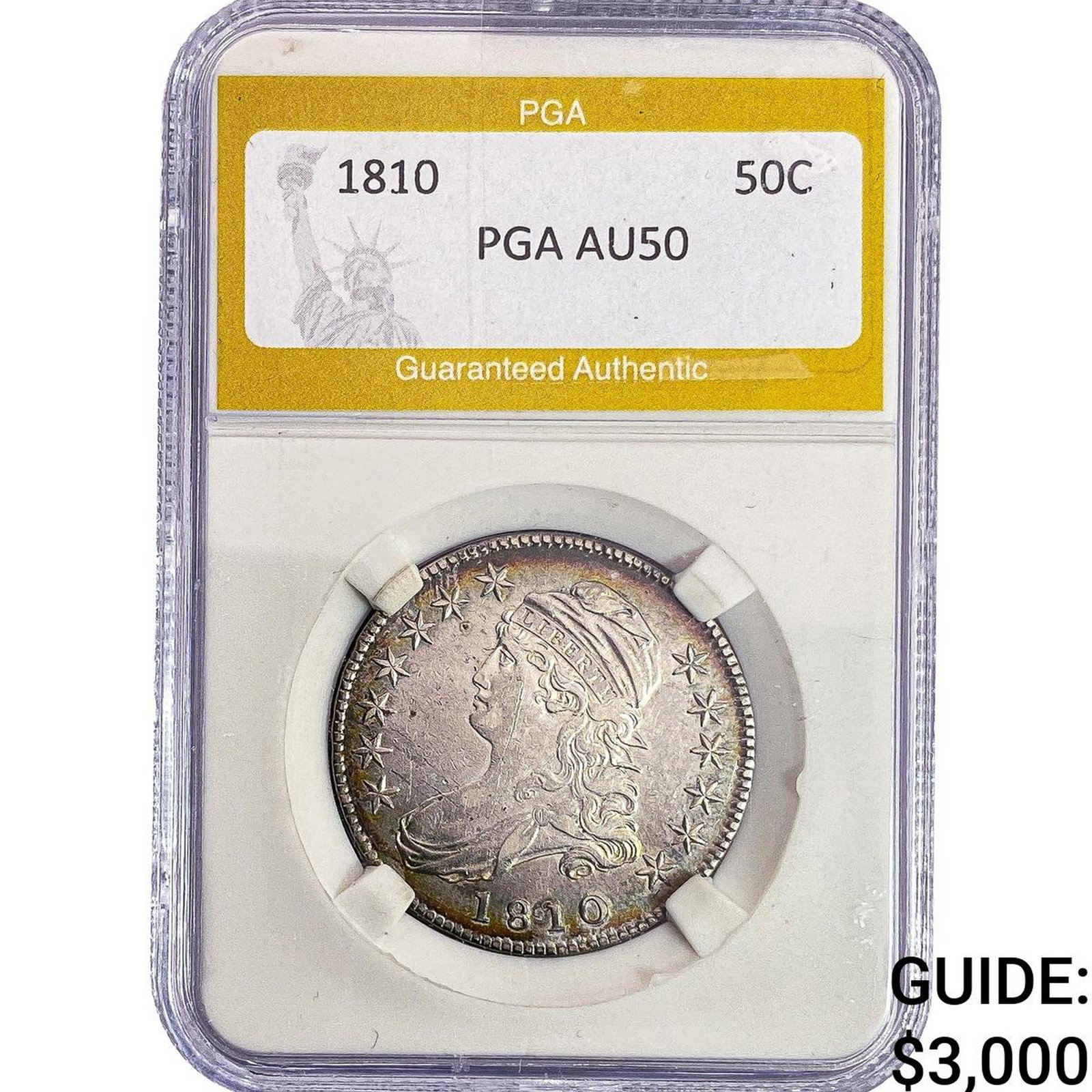 1810 Capped Bust Half Dollar PGA AU50: 1810 Capped Bust Half Dollar PGA AU50