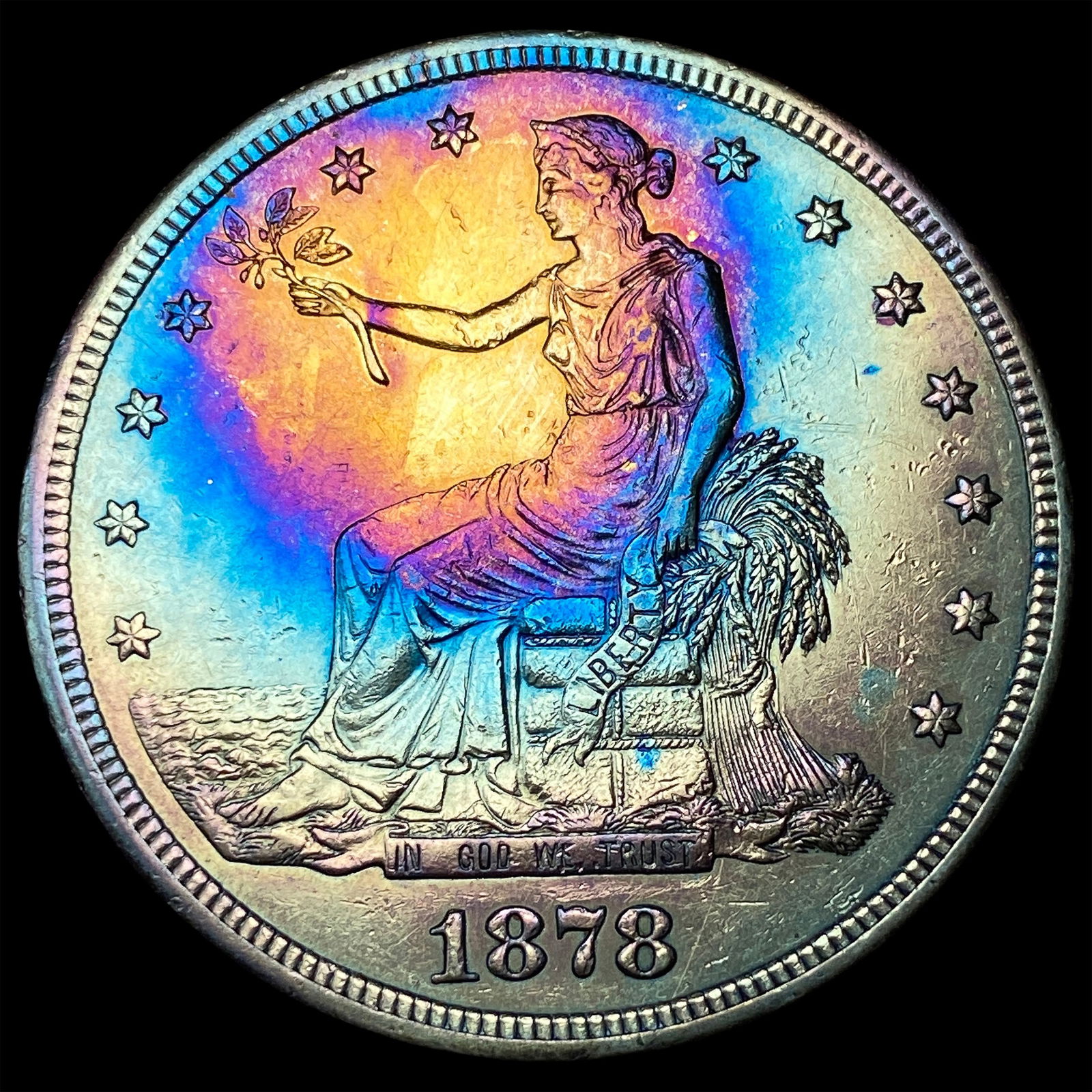1878-S Toned Silver Trade Dollar CLOSELY UNCIRCULATED: 1878-S Toned Silver Trade Dollar CLOSELY UNCIRCULATED