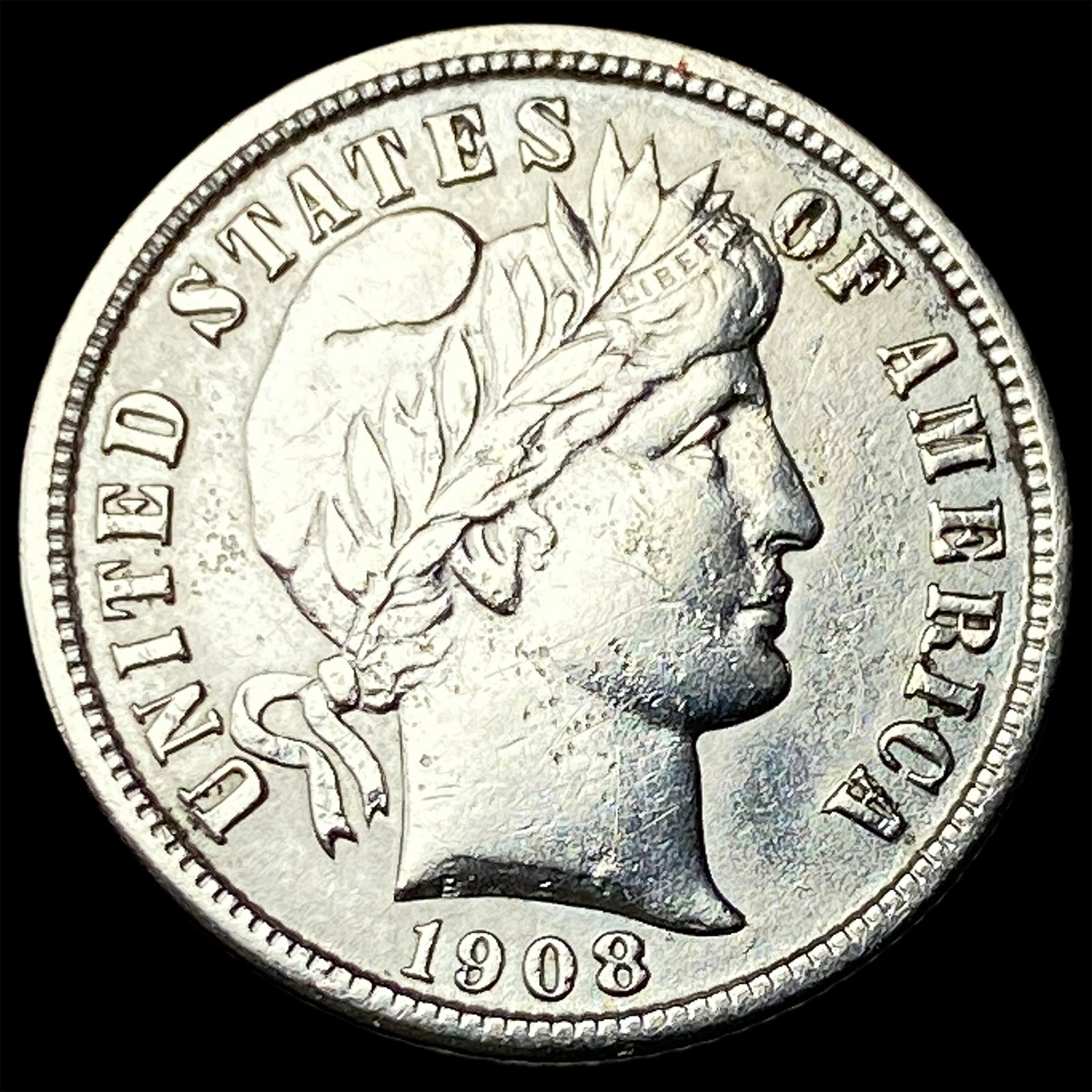 1908-S Silver Barber Dime CLOSELY UNCIRCULATED: 1908-S Silver Barber Dime CLOSELY UNCIRCULATED