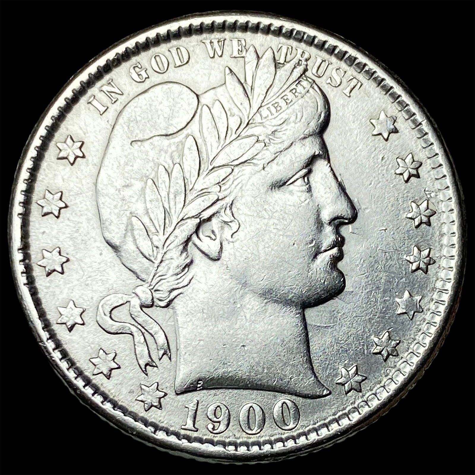 1900 Barber Silver Quarter CLOSELY UNCIRCULATED: 1900 Barber Silver Quarter CLOSELY UNCIRCULATED