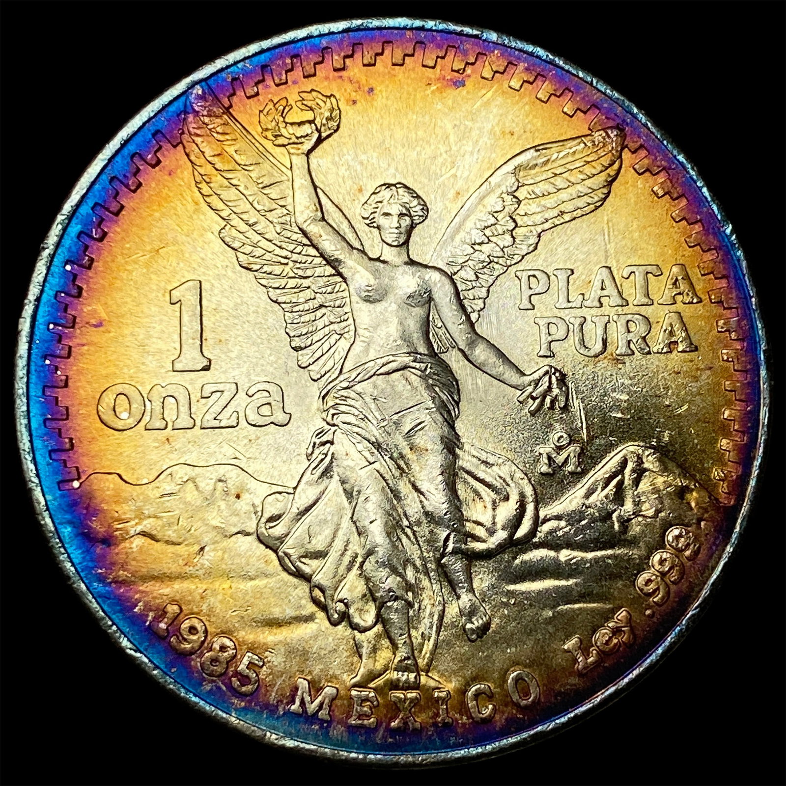1985 Toned Mexico Silver 1 Onza Libertad SUPERB GEM BU: 1985 Toned Mexico Silver 1 Onza Libertad SUPERB GEM BU