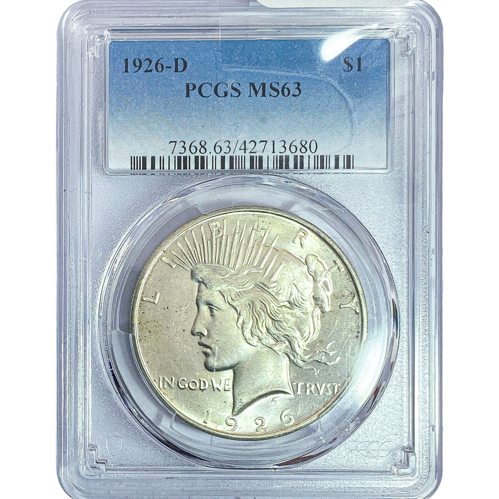 1926-D Silver Peace Dollar PCGS MS63: 1926-D Silver Peace Dollar PCGS MS63