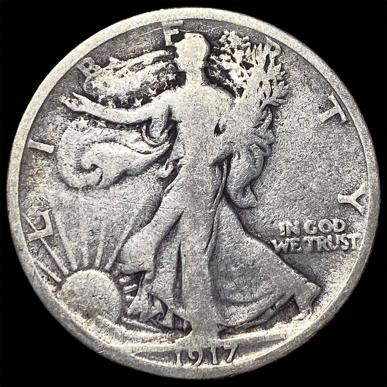 1917-S Silver Walking Liberty Half Dollar LIGHTLY CIRCULATED: 1917-S Silver Walking Liberty Half Dollar LIGHTLY CIRCULATED