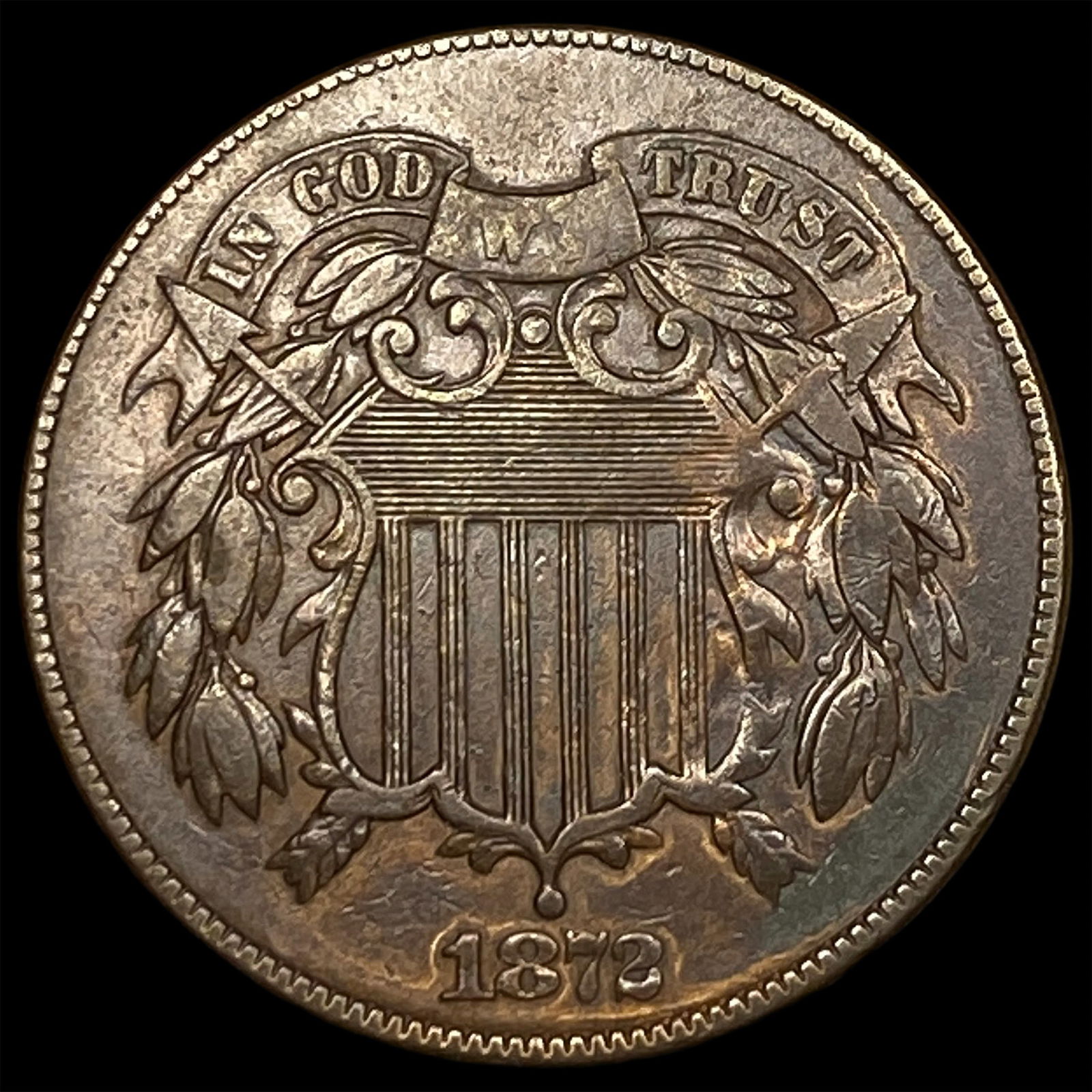 1872 Copper Two-Cent Piece LIGHTLY CIRCULATED (1 of 2)