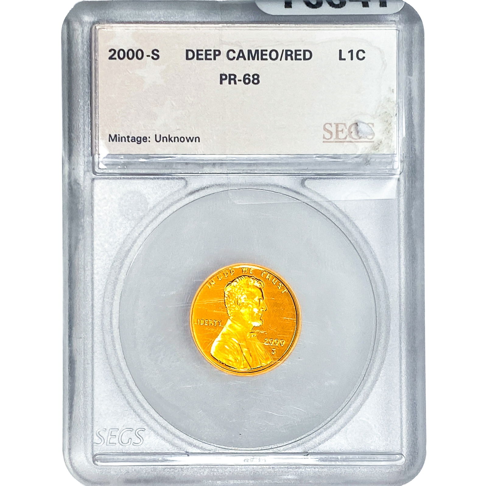 2000-S Wheat Cent SEGS PR68 RED: 2000-S Wheat Cent SEGS PR68 RED