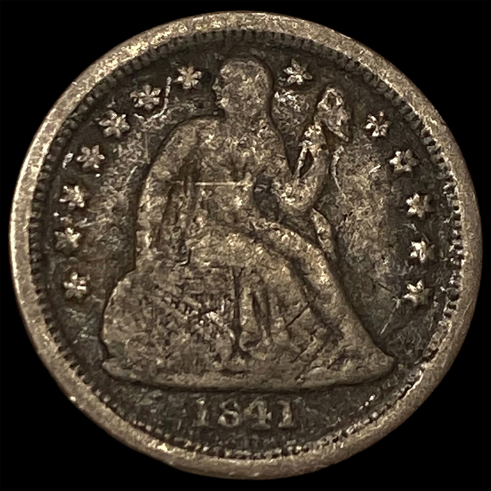 1841-O Silver Seated Liberty Dime NICELY CIRCULATED: 1841-O Silver Seated Liberty Dime NICELY CIRCULATED