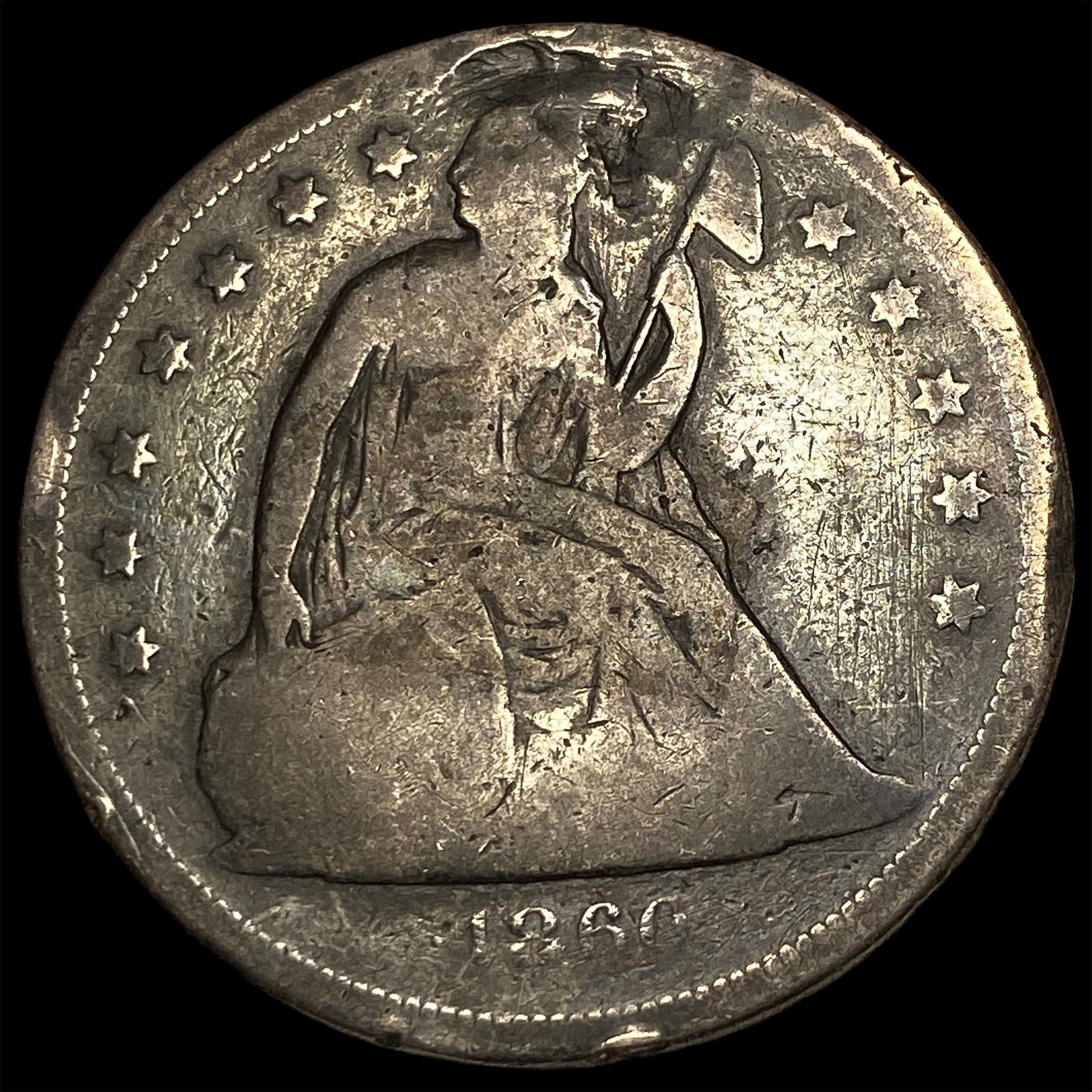 1860-O Silver Seated Liberty Half Dollar NICELY CIRCULATED: 1860-O Silver Seated Liberty Half Dollar NICELY CIRCULATED