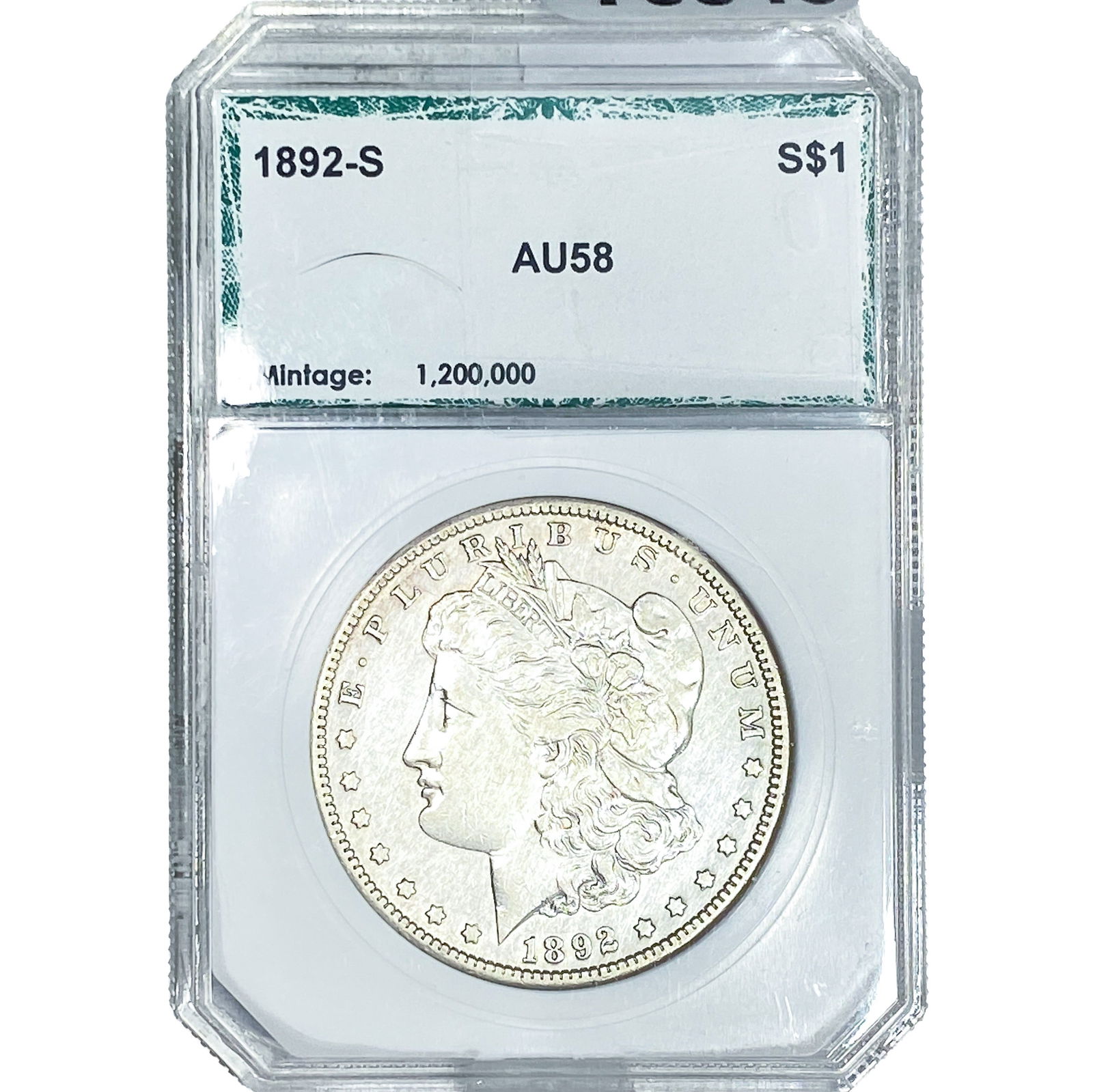 1892-S Morgan Silver Dollar PCI AU58: 1892-S Morgan Silver Dollar PCI AU58